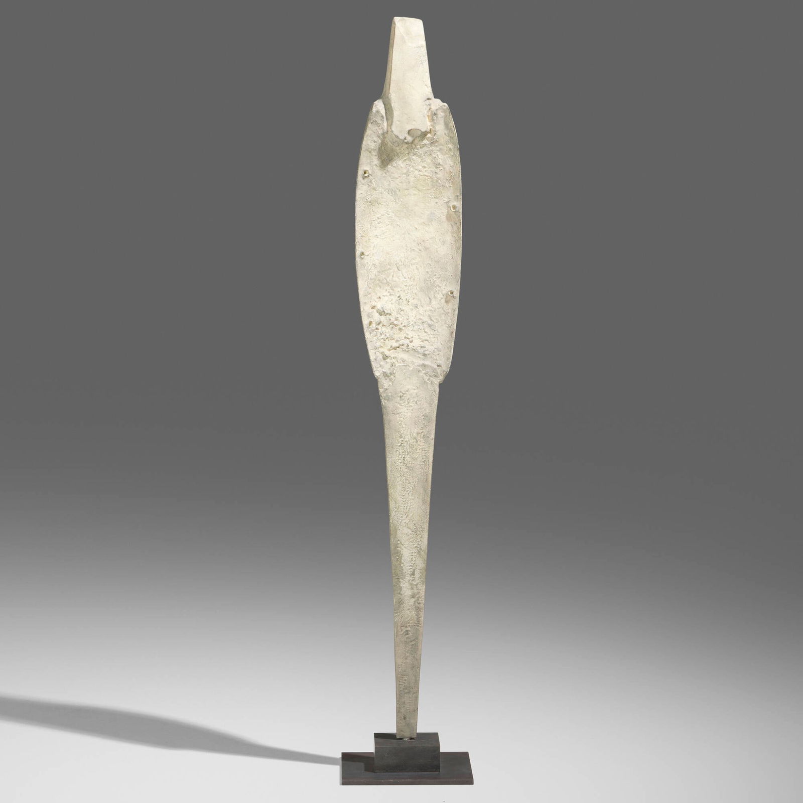 Yves Dana, Figure au levant: Yves Dana Figure au levant 2013bronze base: 2.5 h x 9.5 w x 9.5 d in (6 x 24 x 24 cm) sculpture: 53 h x 8 w x 3 d in (135 x 20 x 8 cm) overall: 55 h x 9.5 w x 9.5 d in (140 x 24 x 24 cm)