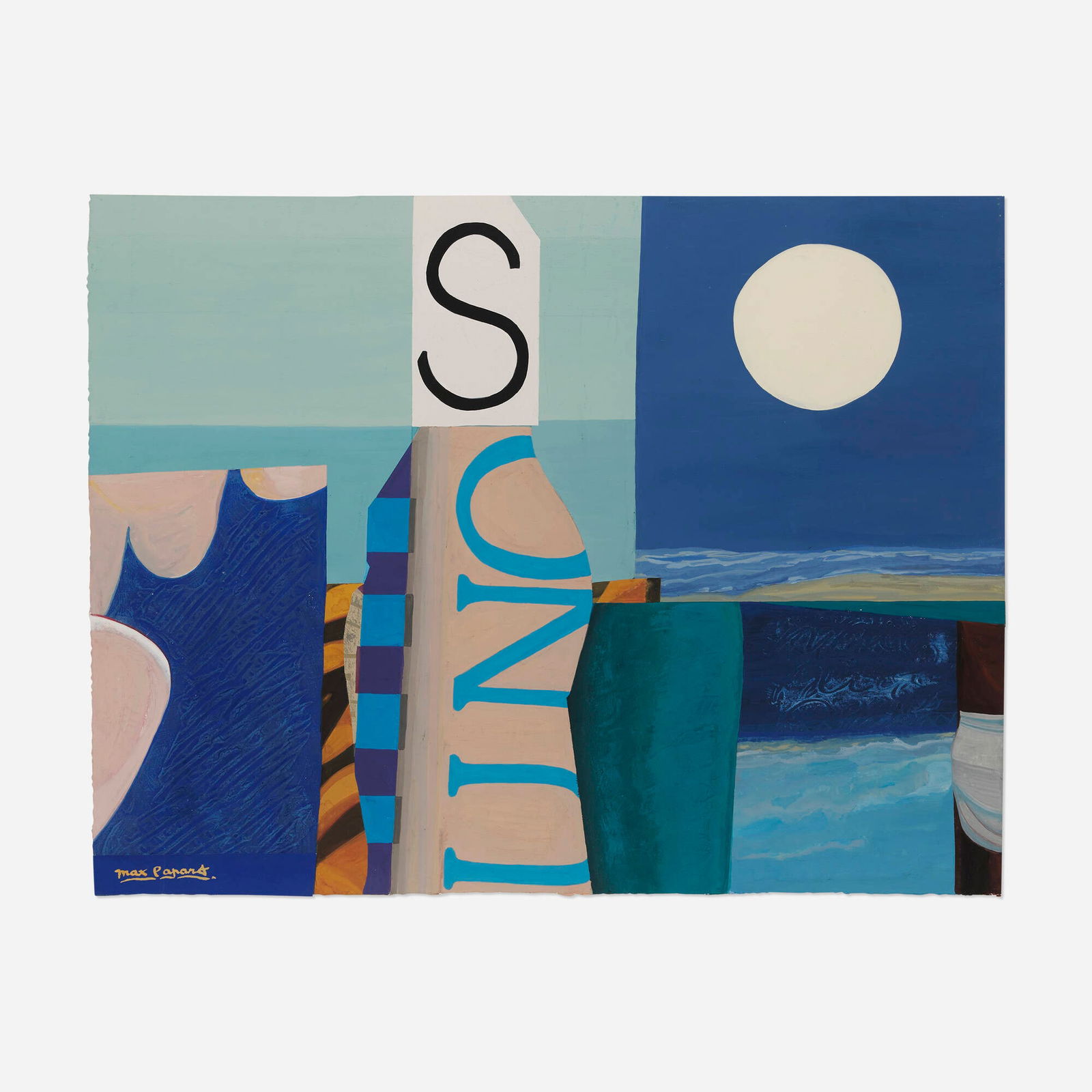 Max Papart, A Poem Should Be Motionless in Time: Max Papart A Poem Should Be Motionless in Time gouache and collage on paper 19.75 h x 25.5 w in (50 x 65 cm) Signed to lower left 'Max Papart'. Titled to artist's label to verso 'A Poem Should Be