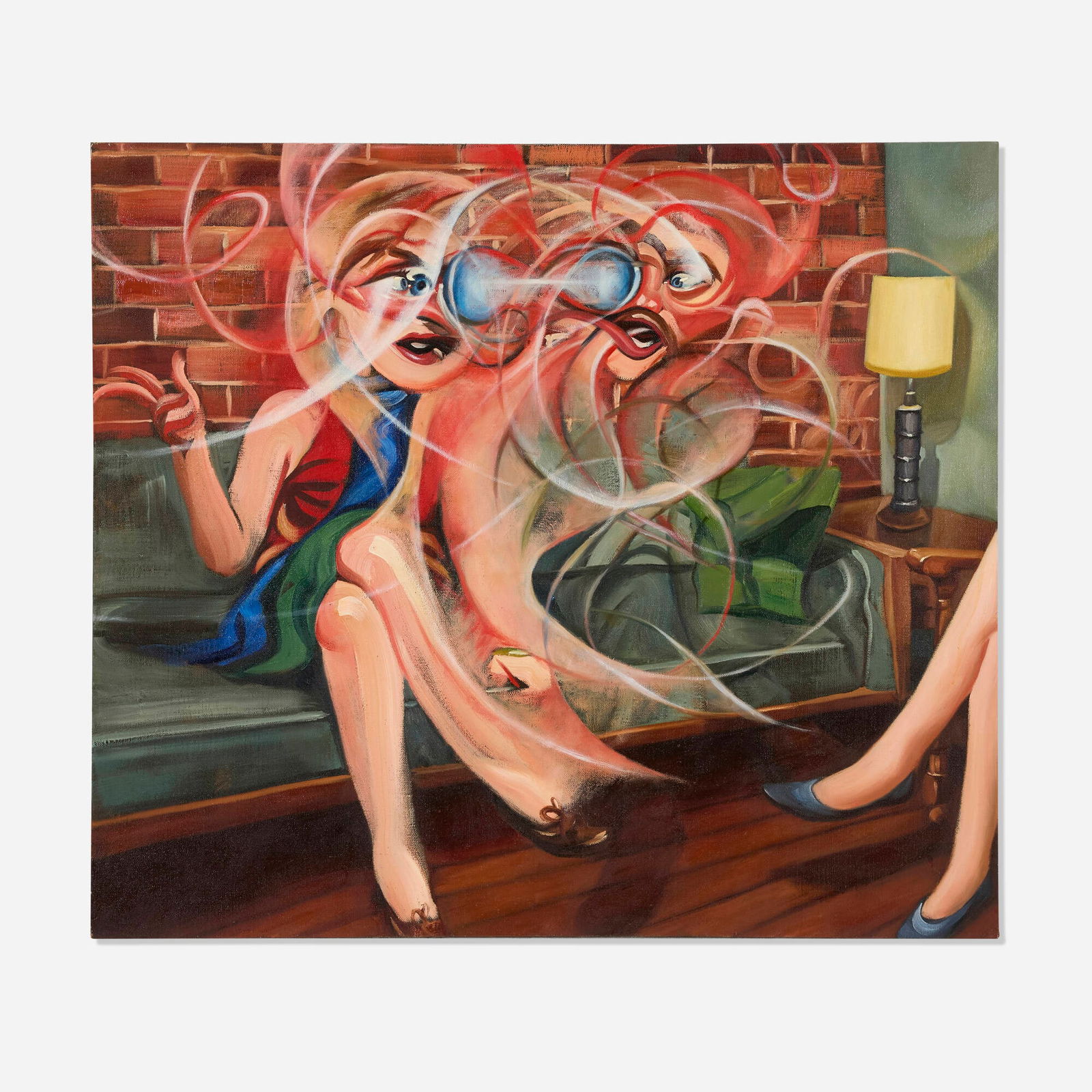 Pieter Schoolwerth, Couple: Pieter Schoolwerth Couple 2005 oil on linen 35 h x 40 w in (89 x 102 cm) Signed, titled and dated to verso 'Couple Pieter Schoolwerth 2005'. Provenance: Lisa Schiff Fine Art LLC, New York |