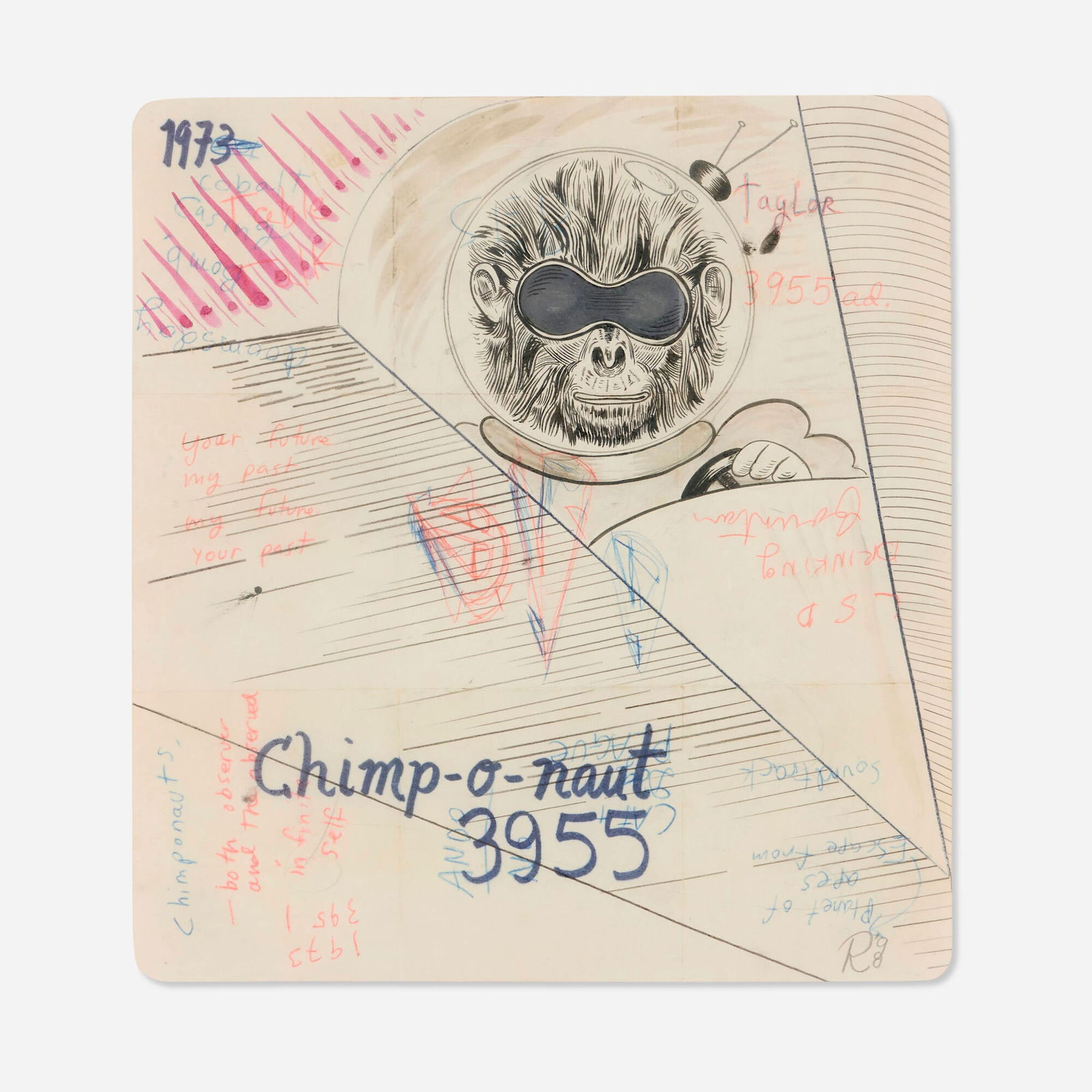 Reed Anderson, Chimp-O-Naut (from the Pocket suite): Reed Anderson Chimp-O-Naut (from the Pocket suite) 1998-99 Ditto pencil, Sharpie, colored pencil, ballpoint pen, gouache, Sumi ink and collage on paper 12.75 h x 11.75 w in (32 x 30 cm) Signed and