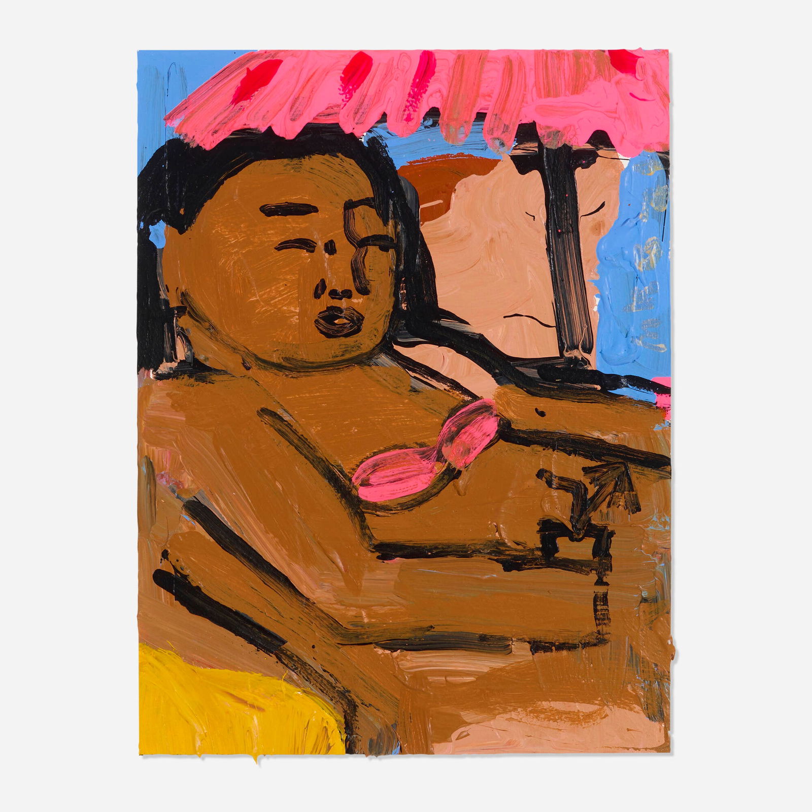 Monica Kim Garza, At La Playa: Monica Kim Garza At La Playa 2021 acrylic on paper 16 h x 12 w in (41 x 30 cm) Provenance: The Hole, New York | Estate of Reed Chojnacki Exhibited: In Play, 17 April - 15 May 2021, Dallas Art