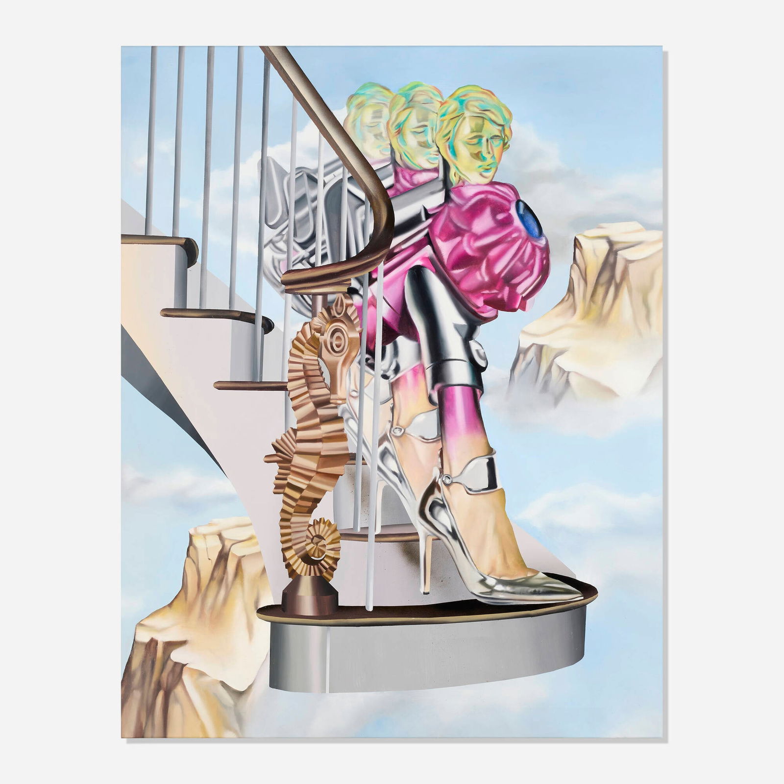 Botond Keresztesi, Catwalk Over Sienna: Botond Keresztesi Catwalk Over Sienna 2021 acrylic and spray paint on canvas 55 h x 43.25 w in (140 x 110 cm) Provenance: The Hole, New York | Estate of Reed Chojnacki This work will ship from