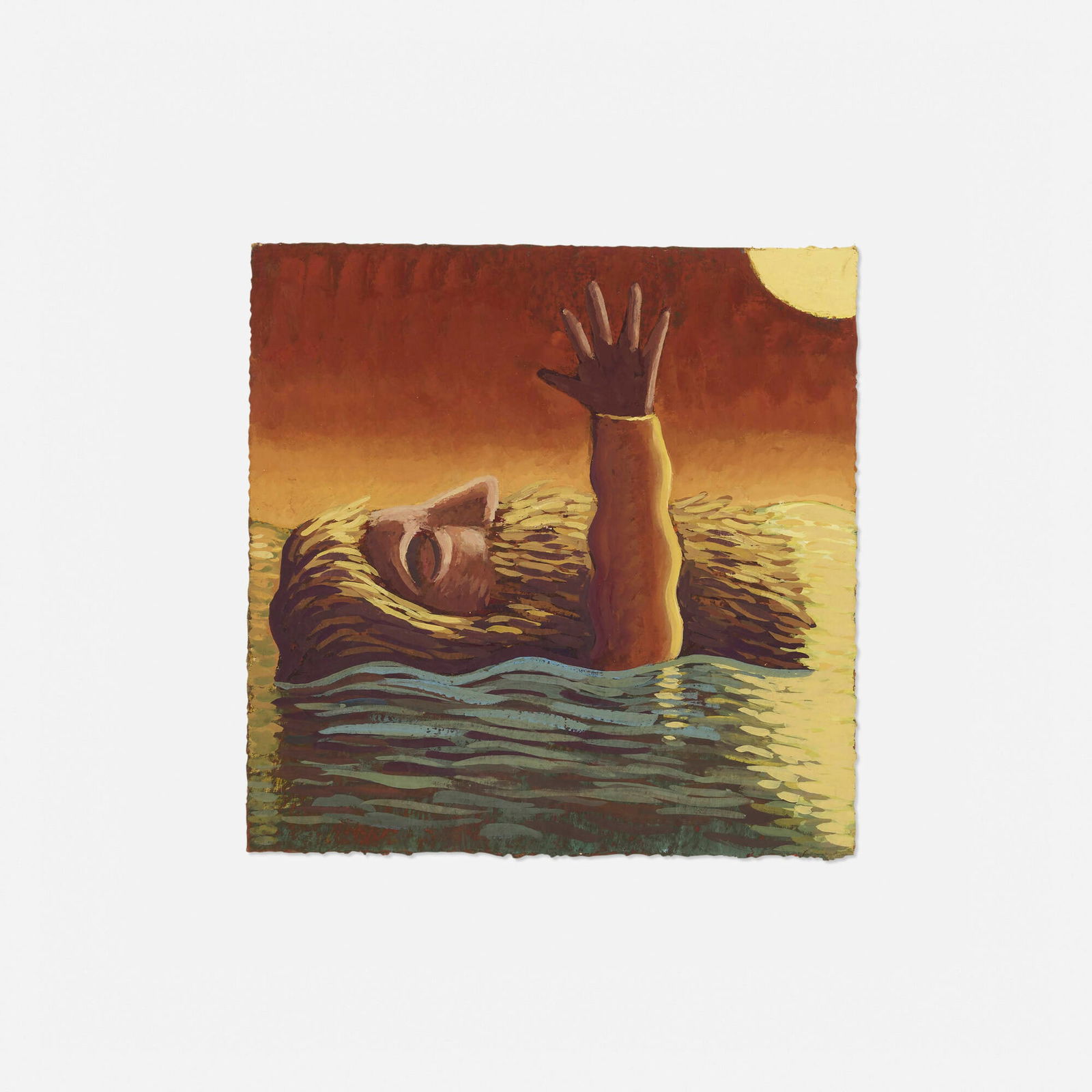 Nat Meade, Yellow Sea: Nat Meade Yellow Sea 2021casein on paper 8.75 h x 8.75 w in (22 x 22 cm) Provenance: NBB Gallery, Berlin | Estate of Reed Chojnacki This work will ship fro