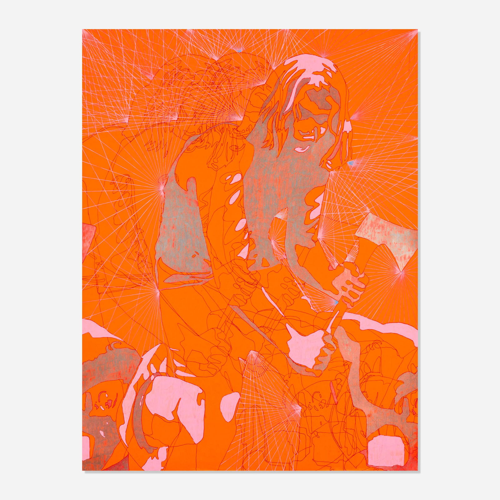 Amy Gartrell, Orange Uncle Moss: Amy Gartrell Orange Uncle Moss 2004 ink and gel pen on fluorescent paper 25 h x 19 w in (63 x 48 cm) Signed, titled and dated to verso 'Amy Gartrell 2004 Untitled (Orange Axe)'. Provenance: