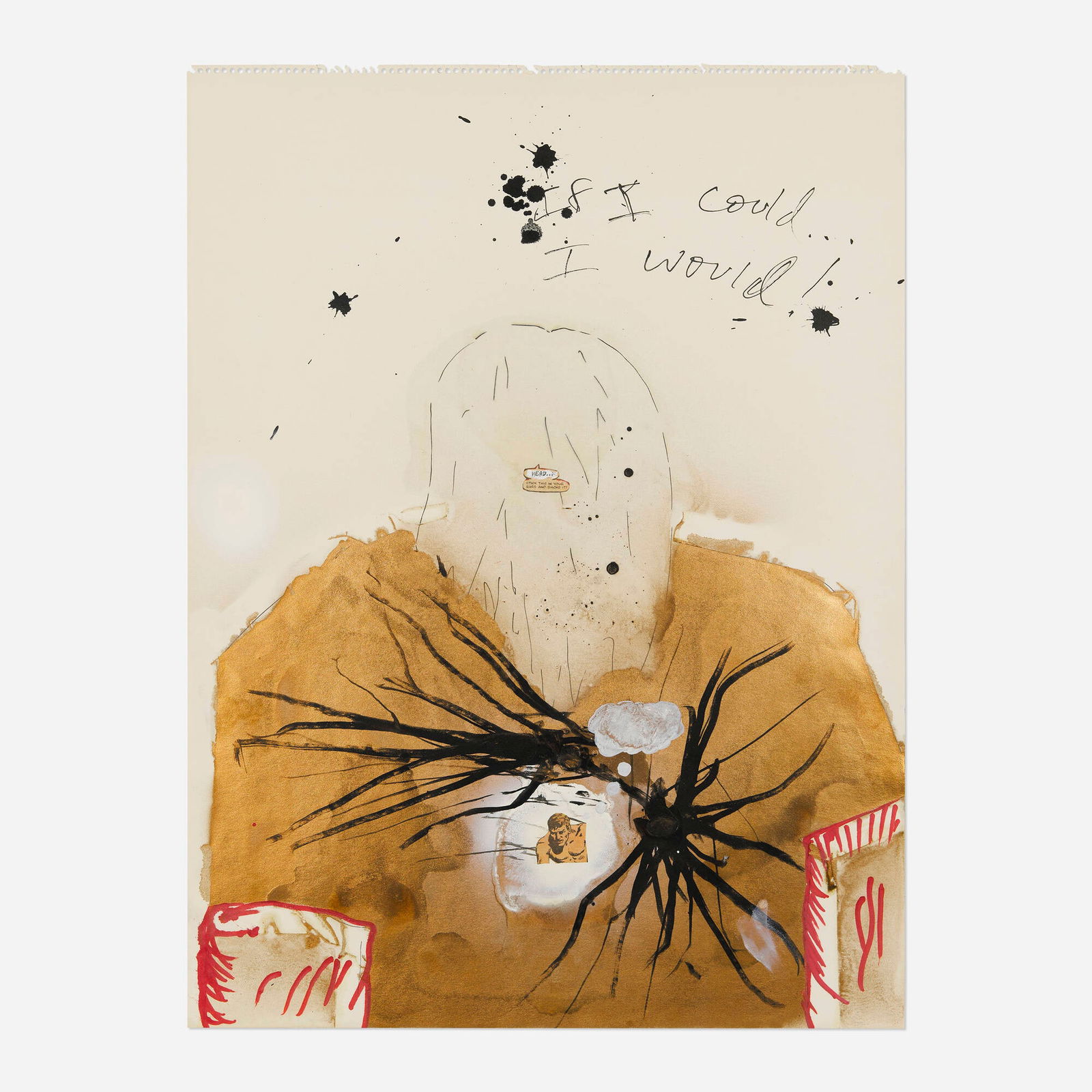 Thaddeus Strode, If I Could, I Would: Thaddeus Strode If I Could, I Would 1992 mixed media and collage on paper 24 h x 18 w in (61 x 46 cm) Signed, titled and dated to verso 'If I Could, I Would Thaddeus Strode 92'. This work will
