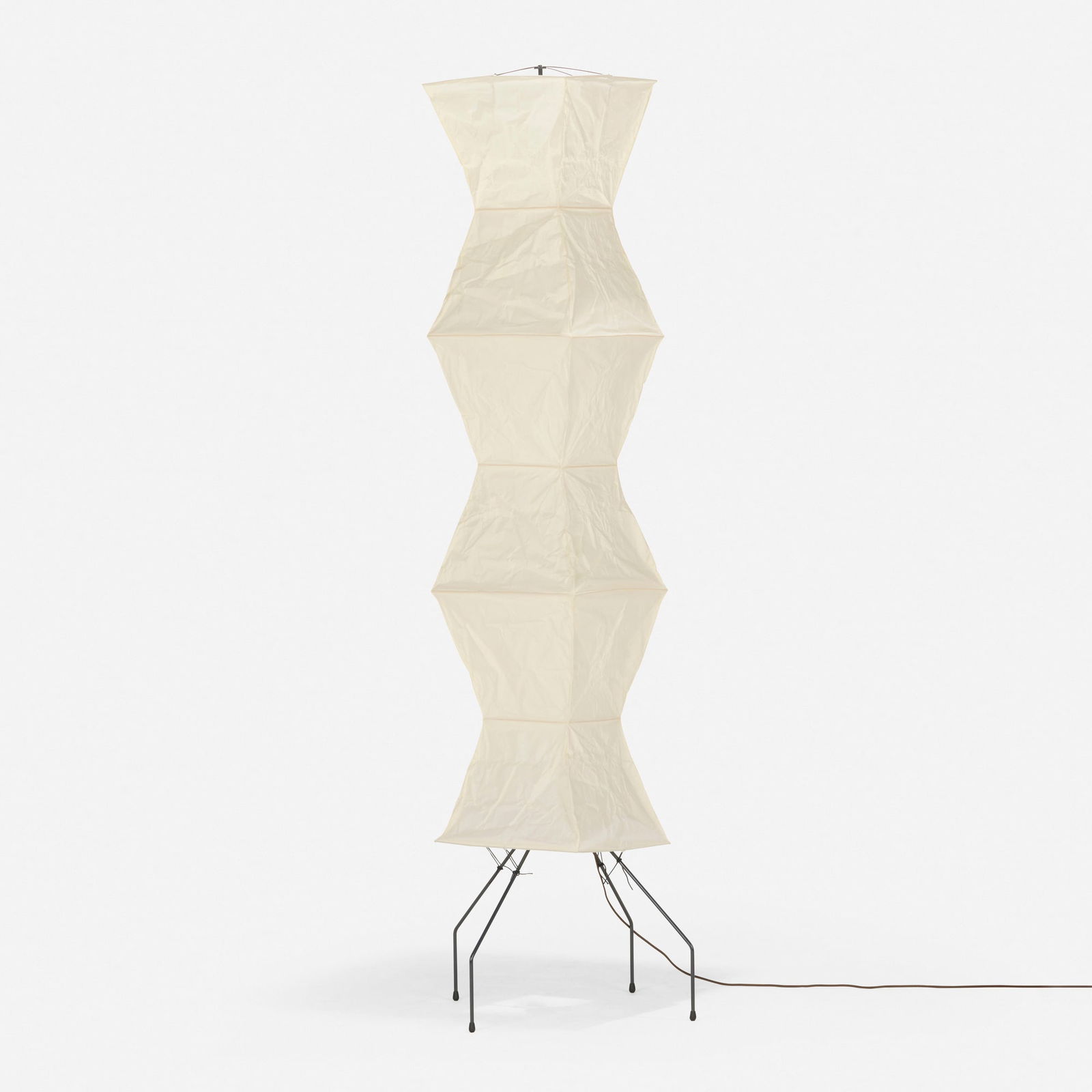 Isamu Noguchi, Akari light sculpture, model UF4-L5: Isamu Noguchi Akari light sculpture, model UF4-L5 Ozeki & Co., Ltd. USA / Japan, 1984 washi paper, enameled steel 76 h x 23.75 w x 23.75 d in (193 x 60 x 60 cm) Signed to bottom of shade 'I.