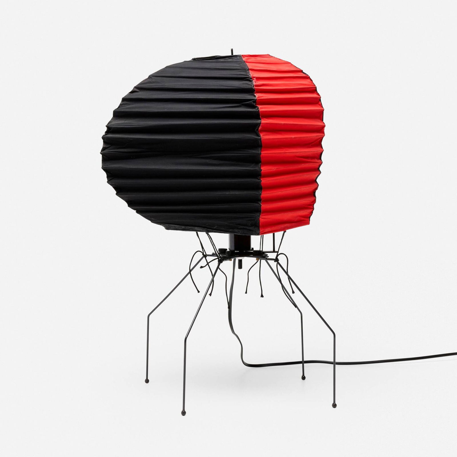 Isamu Noguchi, Akari light sculpture, model UF1-O: Isamu Noguchi Akari light sculpture, model UF1-O USA, 1984 / 1987 painted washi paper, enameled steel, bamboo 19.75 h x 12 w x 12 d in (50 x 30 x 30 cm) Stamped 'Sun and Moon' ideogram with