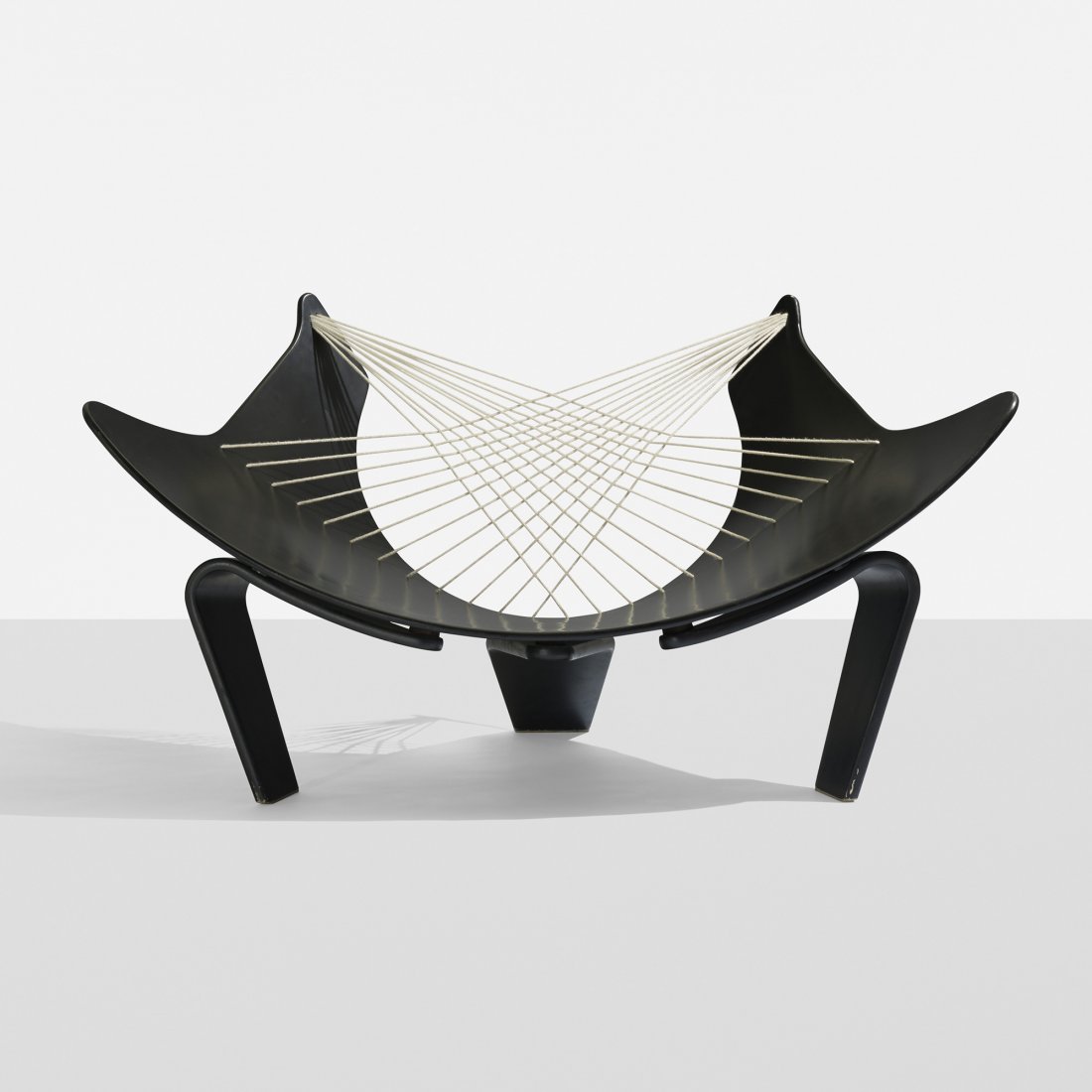 Peter Karpf lounge chair: Peter Karpf lounge chair Christensen & Larsen Denmark, c. 1966 lacquered plywood, flagline 48.5 w x 31 d x 25.5 h inches Literature: Dansk Møbelkunst gennem 40 Aar: 1957-1966, Jalk, pg. 115 illustrat