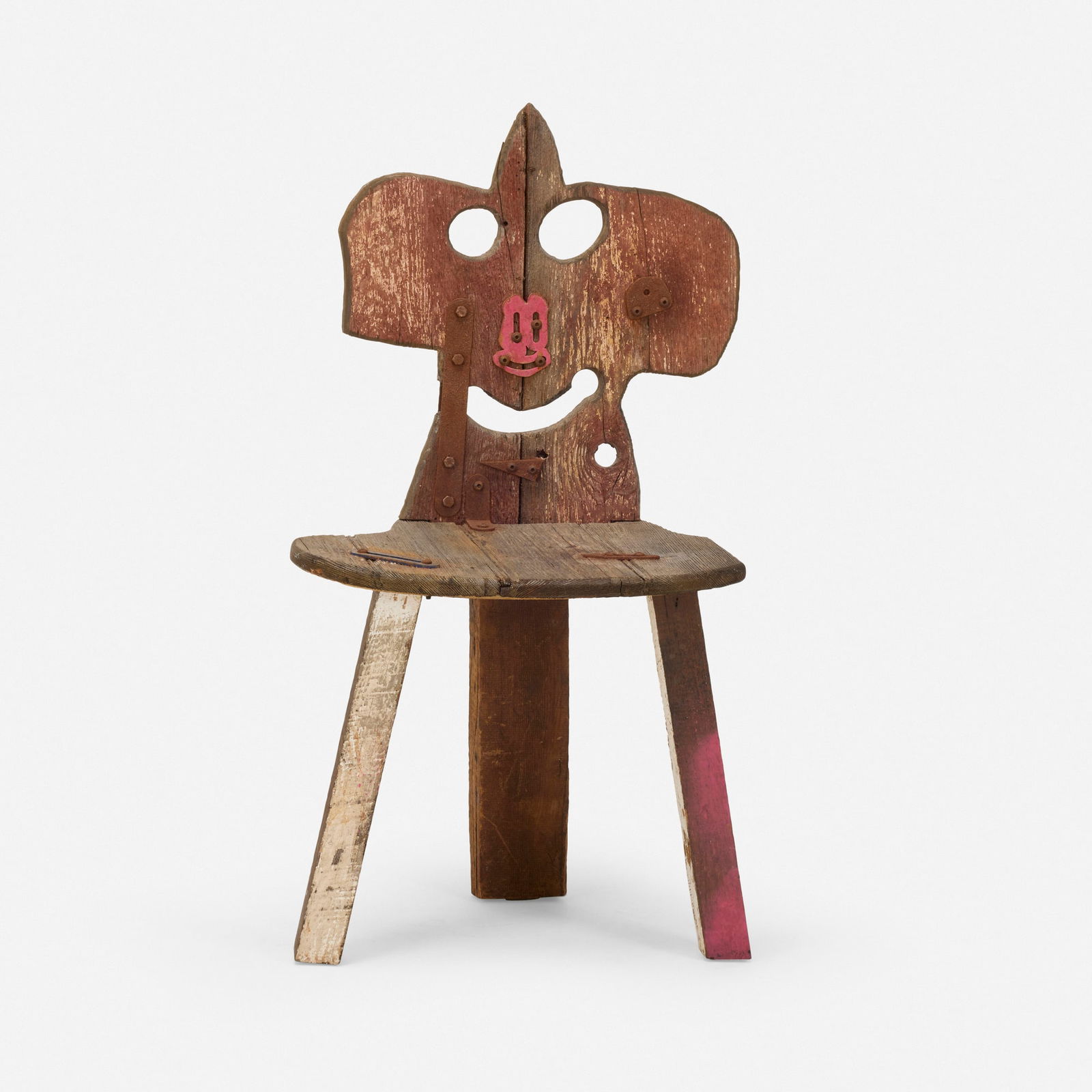 Serban Ionescu, Folk #2: Serban Ionescu Folk #2 Romania, 2018reclaimed and painted wood, steel, enameled steel 36.25 h x 18.25 w x 19.5 d in (92 x 46 x 50 cm) Signed, dated and inscribed to underside 'Serban Ionescu 2