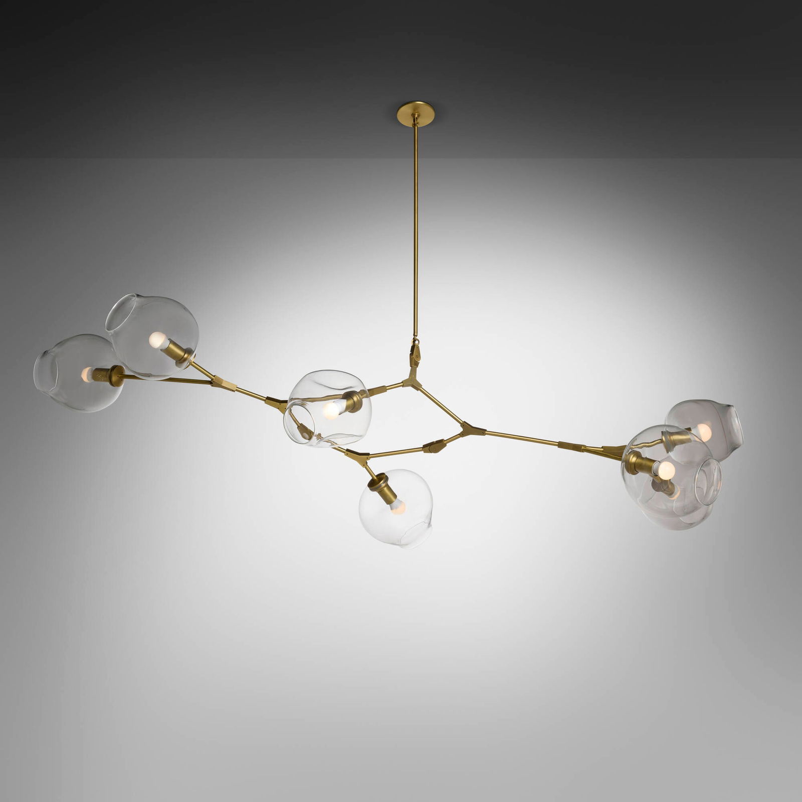 Lindsey Adelman, Branching Bubble chandelier, model BB 07.45: Lindsey Adelman Branching Bubble chandelier, model BB 07.45 Lindsey Adelman Studio USA, 2006 brass, glass 54 h x 81 w x 30 d in (137 x 206 x 76 cm) Paper manufacturer's label to top of ceiling cap