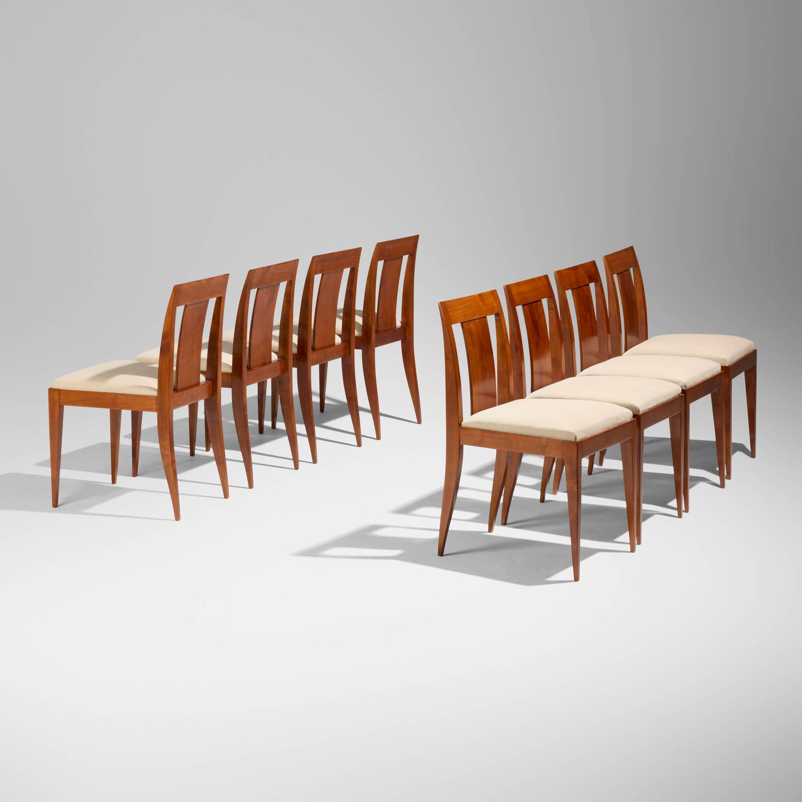 Emile-Jacques Ruhlmann, Rare chairs, set of eight (1 of 6)