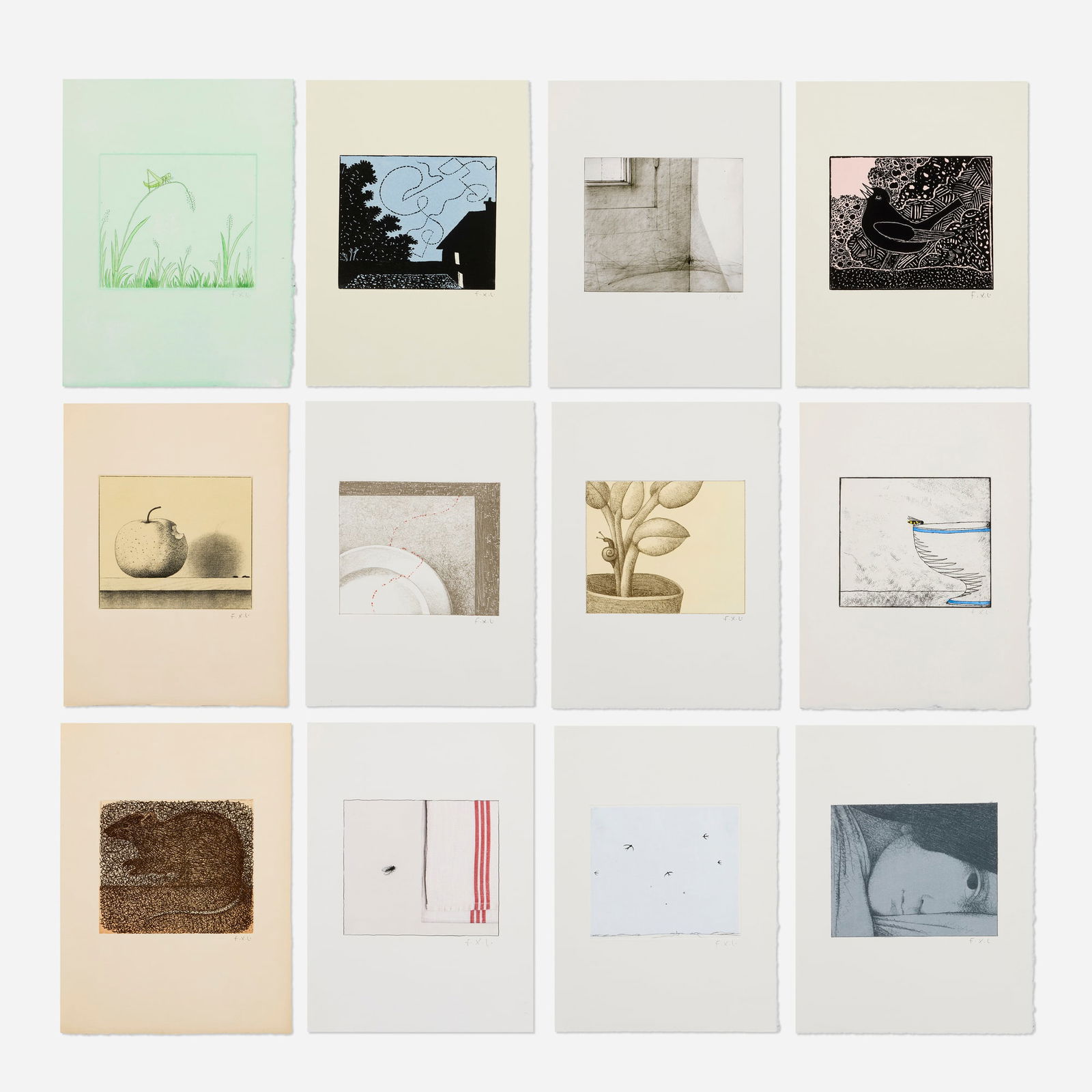 Francois-Xavier Lalanne, Bestiaire ordinaire (from the Bestiaries series): Francois-Xavier Lalanne Bestiaire ordinaire (from the Bestiaries series) 2003woodcut, engraving, lithograph, drypoint, and heliogravure on paper each: 14.875 h x 11.125 w in (38 x 28 cm) Lot i