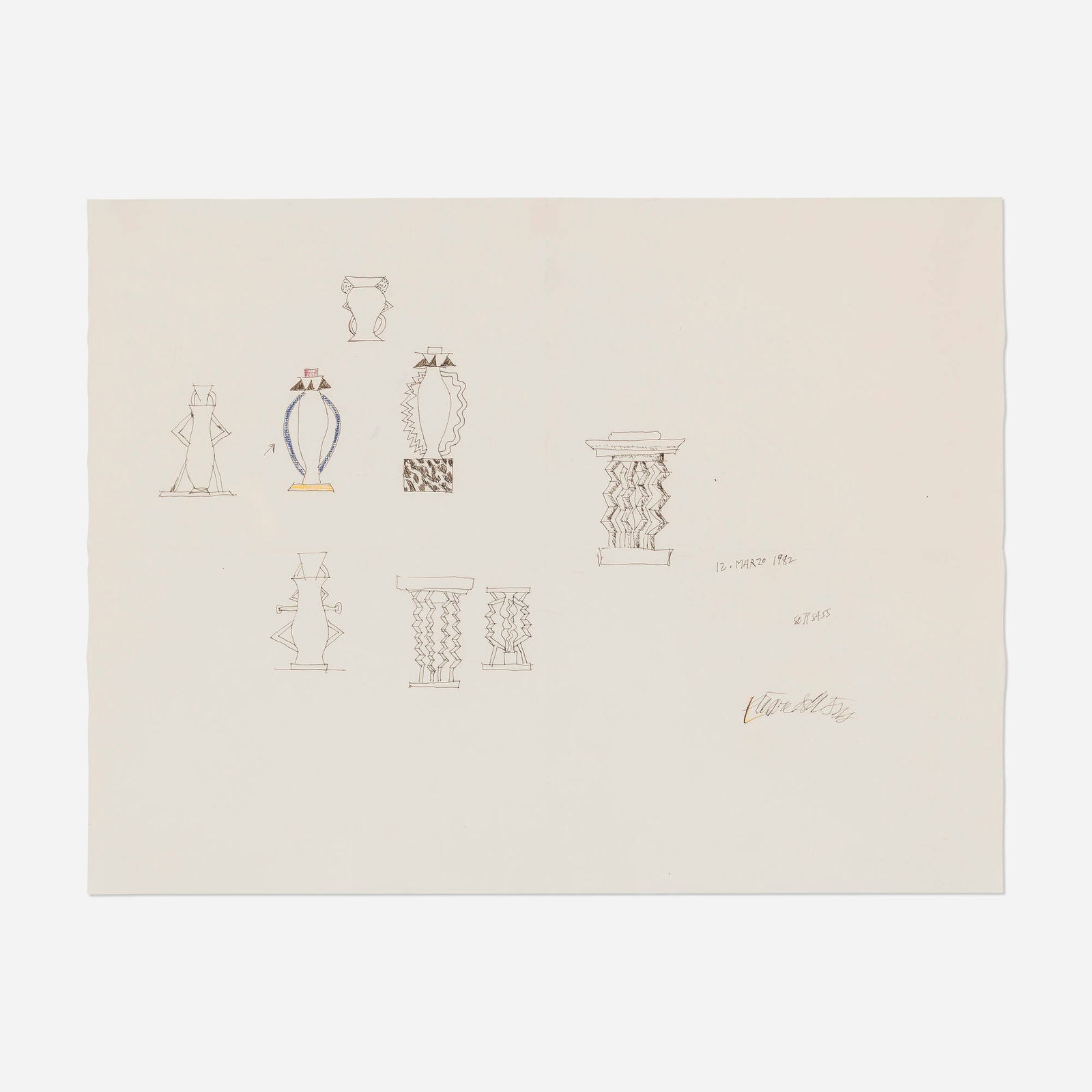 Ettore Sottsass, Sketch of Murmansk and Alaska vessels (1 of 4)