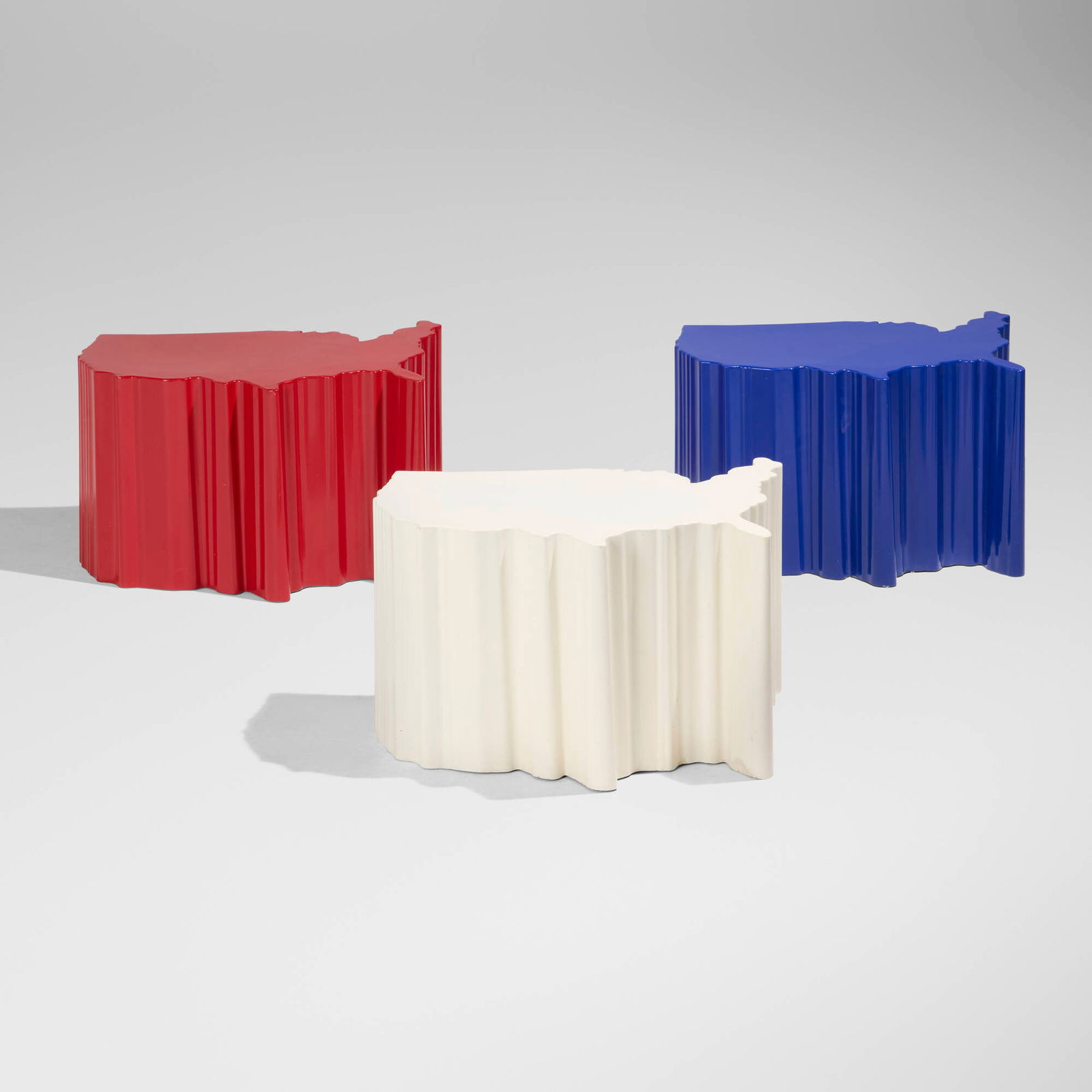Dan Friedman, Tables USA: Dan Friedman Tables USA USA, 1993 molded fiberglass-reinforced plastic 15.75 h x 26.5 w x 18 d in (40 x 67 x 46 cm) These works are from the edition of unknown size produced by Galerie Neotu,