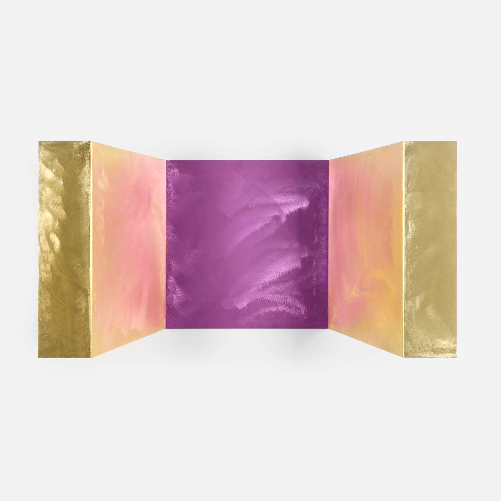 Forrest Myers, Altar: Forrest Myers Altar c. 1983 anodized aluminum 24 h x 46 w x 17 d in (61 x 117 x 43 cm) Impressed to underside 'Yellow Gold'. Provenance: Private Collection Exhibited: Art et Industrie, A New