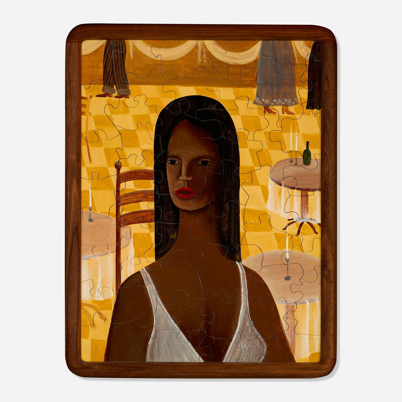 Tyler Hays, Untitled (Jigsaw Painting): Tyler Hays Untitled (Jigsaw Painting) BDDW2024acrylic, milk paint, and oil on wood in artist-made frame 24 h x 18 w in (61 x 46 cm) Provenance: Private Collection