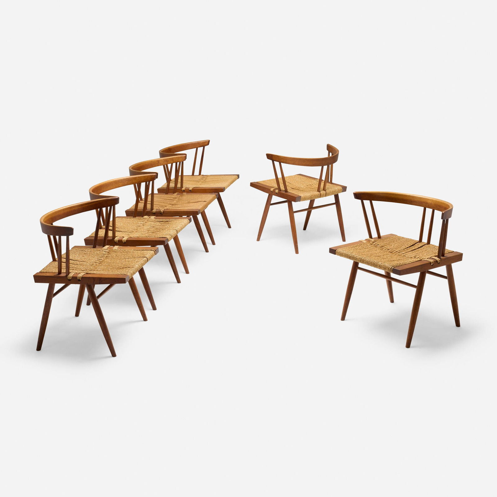 George Nakashima, Grass-Seated chairs, set of six (1 of 6)