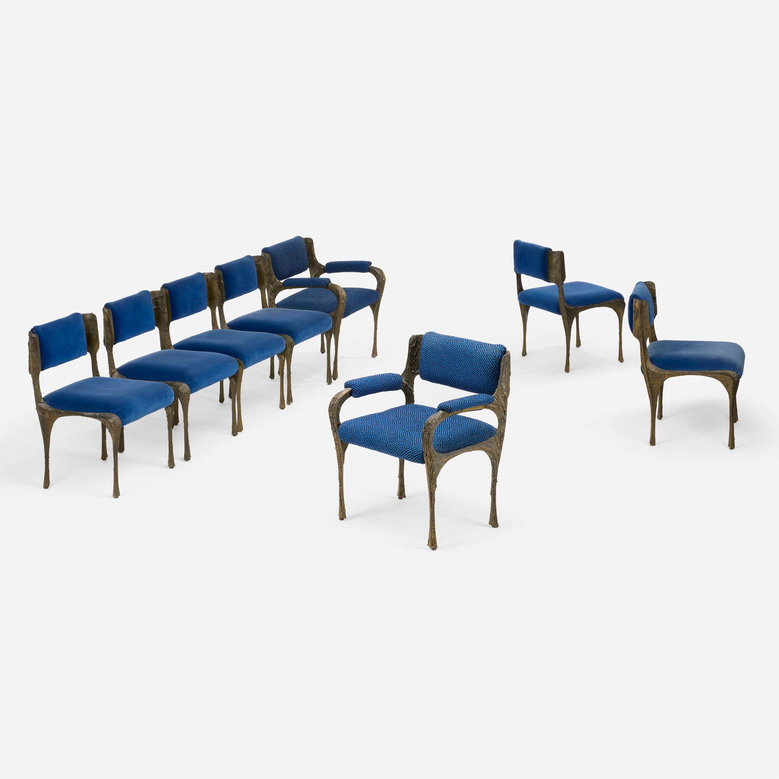 Paul Evans, Sculpted Bronze dining chairs model PE-106, set of eight (1 of 7)