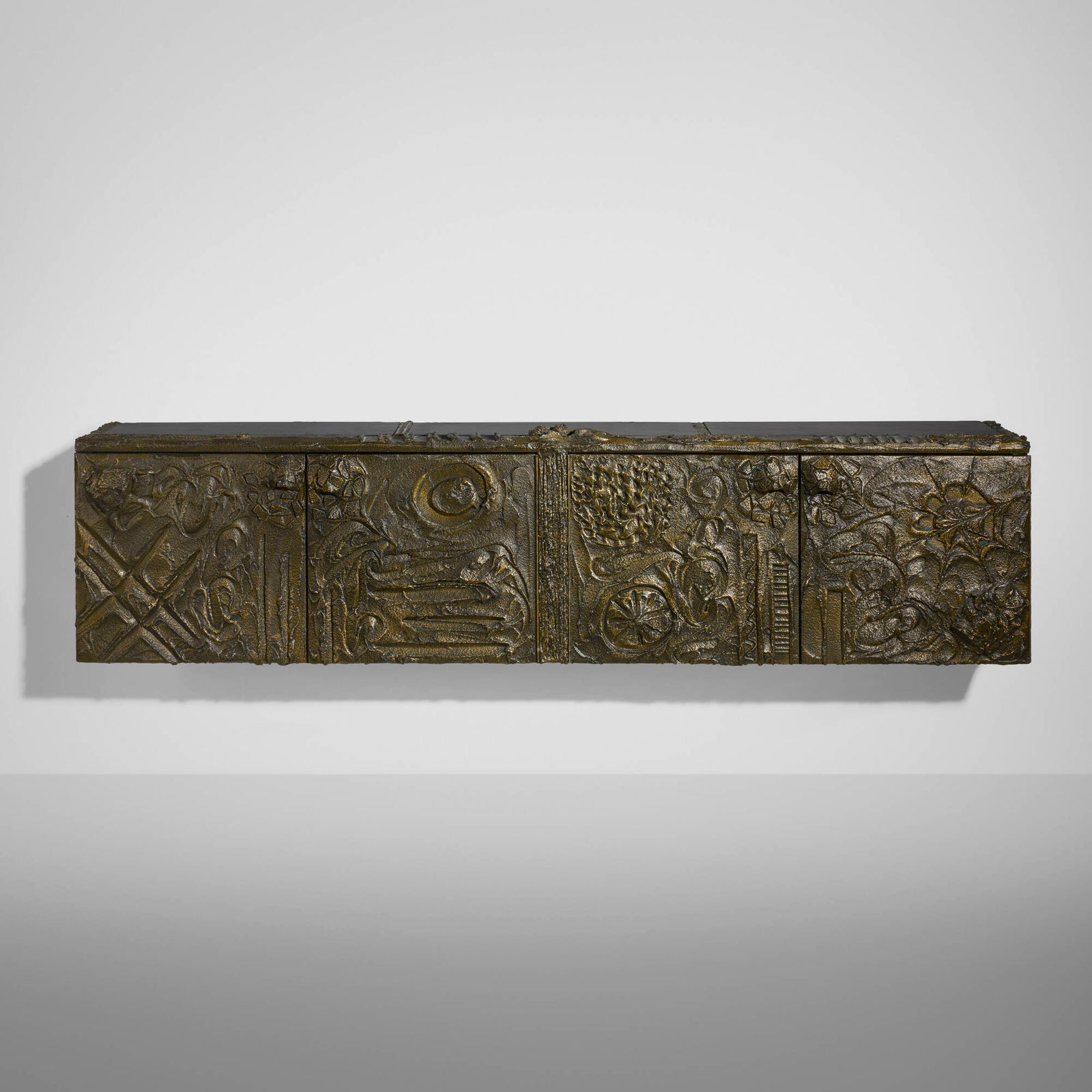 Paul Evans, Sculpted Bronze wall-mounted cabinet (1 of 4)
