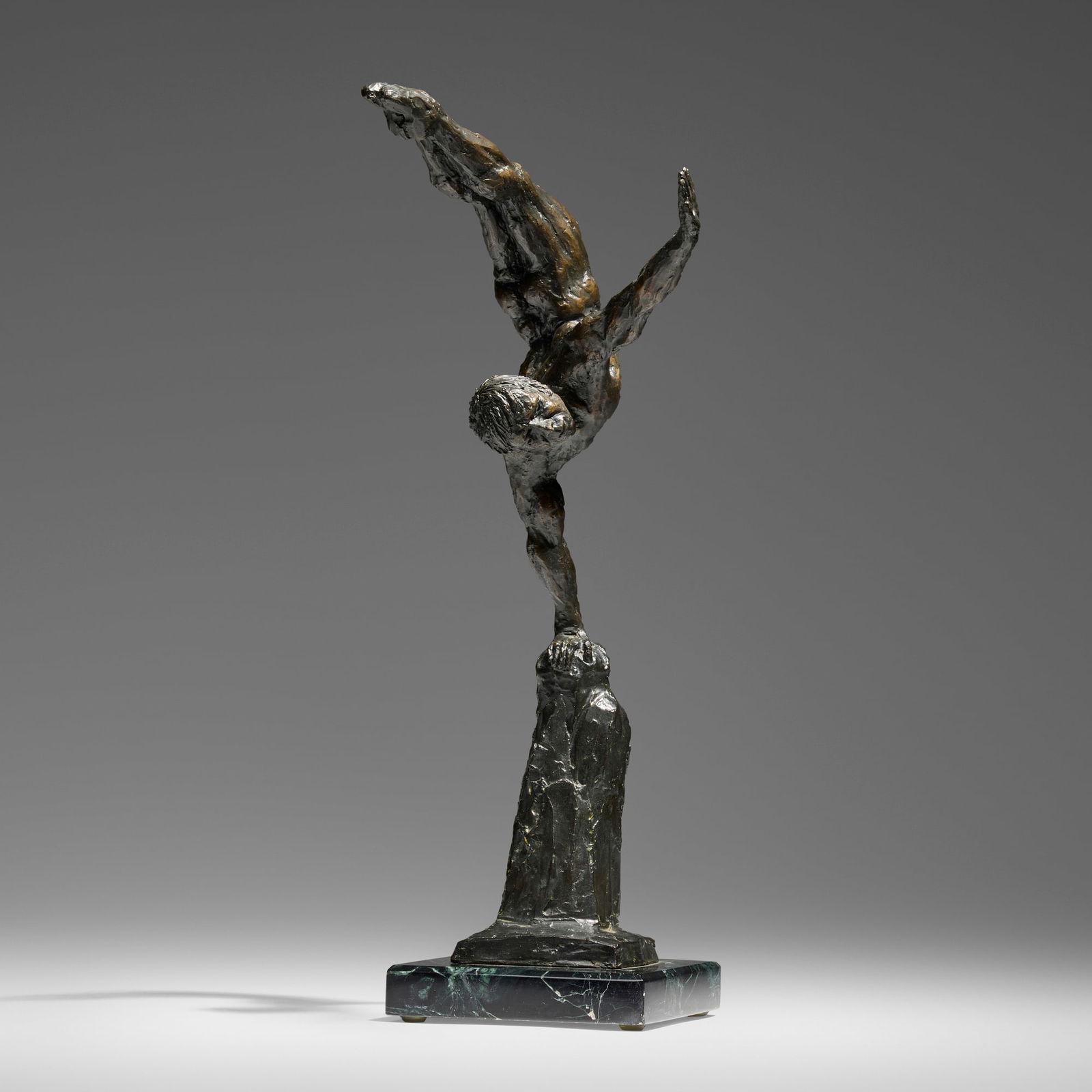 Lathrop Bullene Gay, Untitled (Gymnast): Lathrop Bullene Gay Untitled (Gymnast) 20th century bronze, marble 18 h x 9 w x 7 d in (46 x 23 x 18 cm) Incised signature to base 'Bullene'. Provenance: JF Chen, Los Angeles This work will