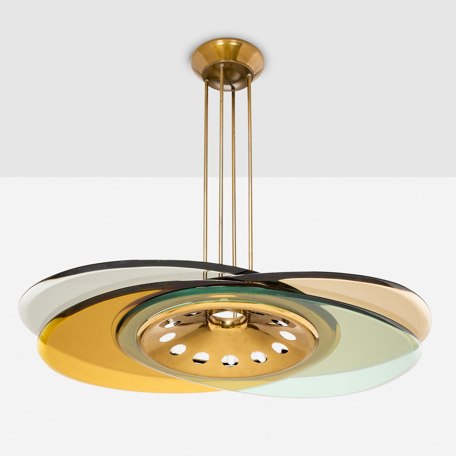 Max Ingrand, Chandelier: Max Ingrand Chandelier Fontana ArteItaly, c. 1953glass, brass 28.5 h x 30.5 w x 23 d in (72 x 77 x 58 cm) Provenance: Private Collection, Los Angeles | JF Chen, Los Ange