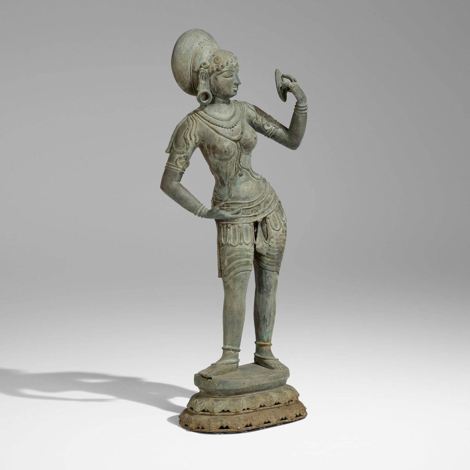 Chola Style, Hindu Deity figure: Chola Style Hindu Deity figure 20th century bronze 39.5 h x 14 w x 10 d in (100 x 36 x 25 cm) Provenance: JF Chen, Los Angeles This work will ship from Los Angeles, California.