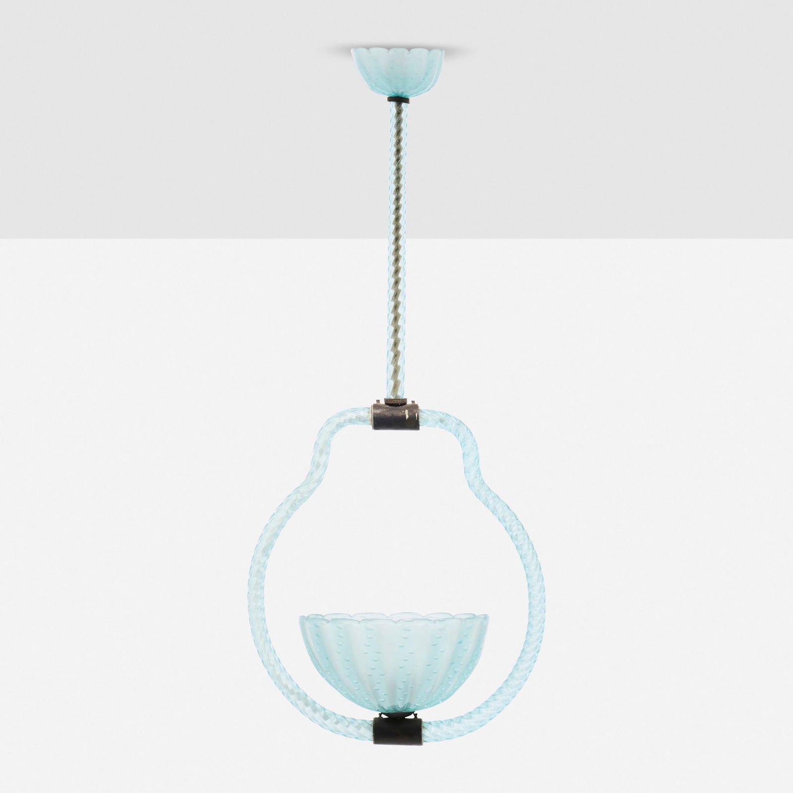 Barovier & Toso, Chandelier: Barovier & Toso Chandelier Italy, c. 1950 hand-blown glass, brass 36.6 h x 15.5 w x 10 d in (93 x 39 x 25 cm) Provenance: JF Chen, Los Angeles This work will ship from Los Angeles, California.