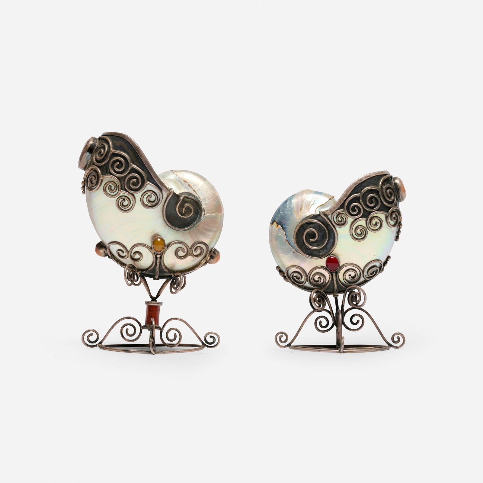 20th Century, Nautilus shell compotes, pair - 2