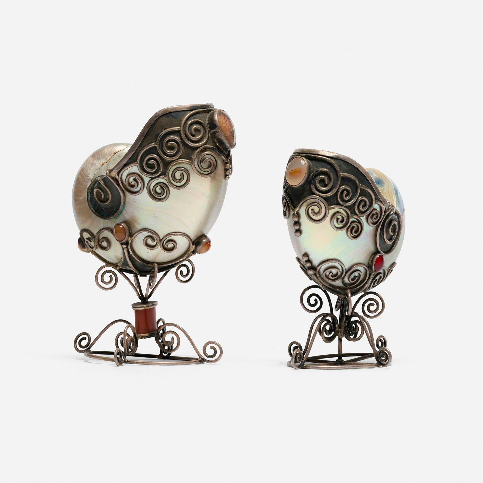 20th Century, Nautilus shell compotes, pair - 3