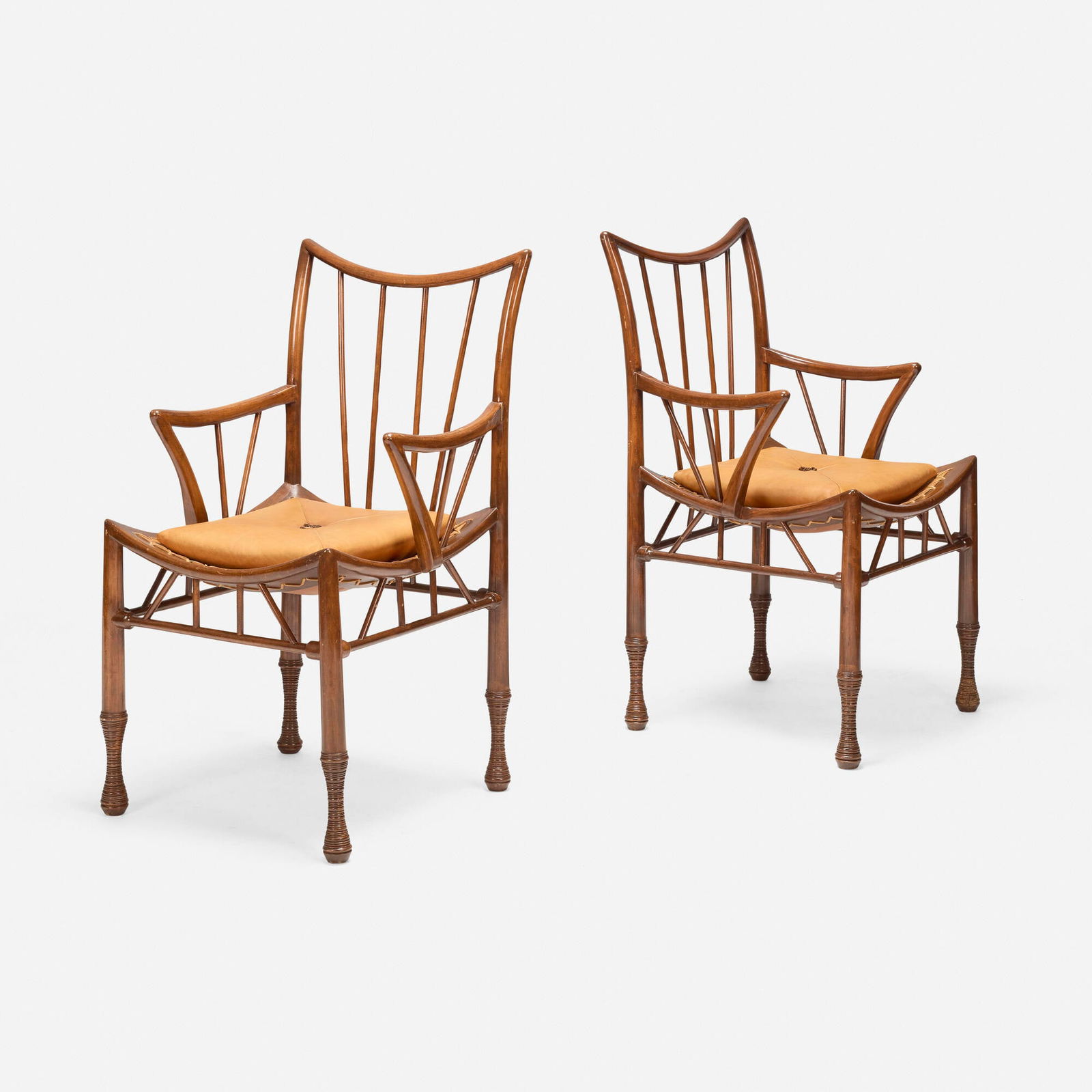 Liberty & Co., attribution, Thebes chairs, pair (1 of 4)