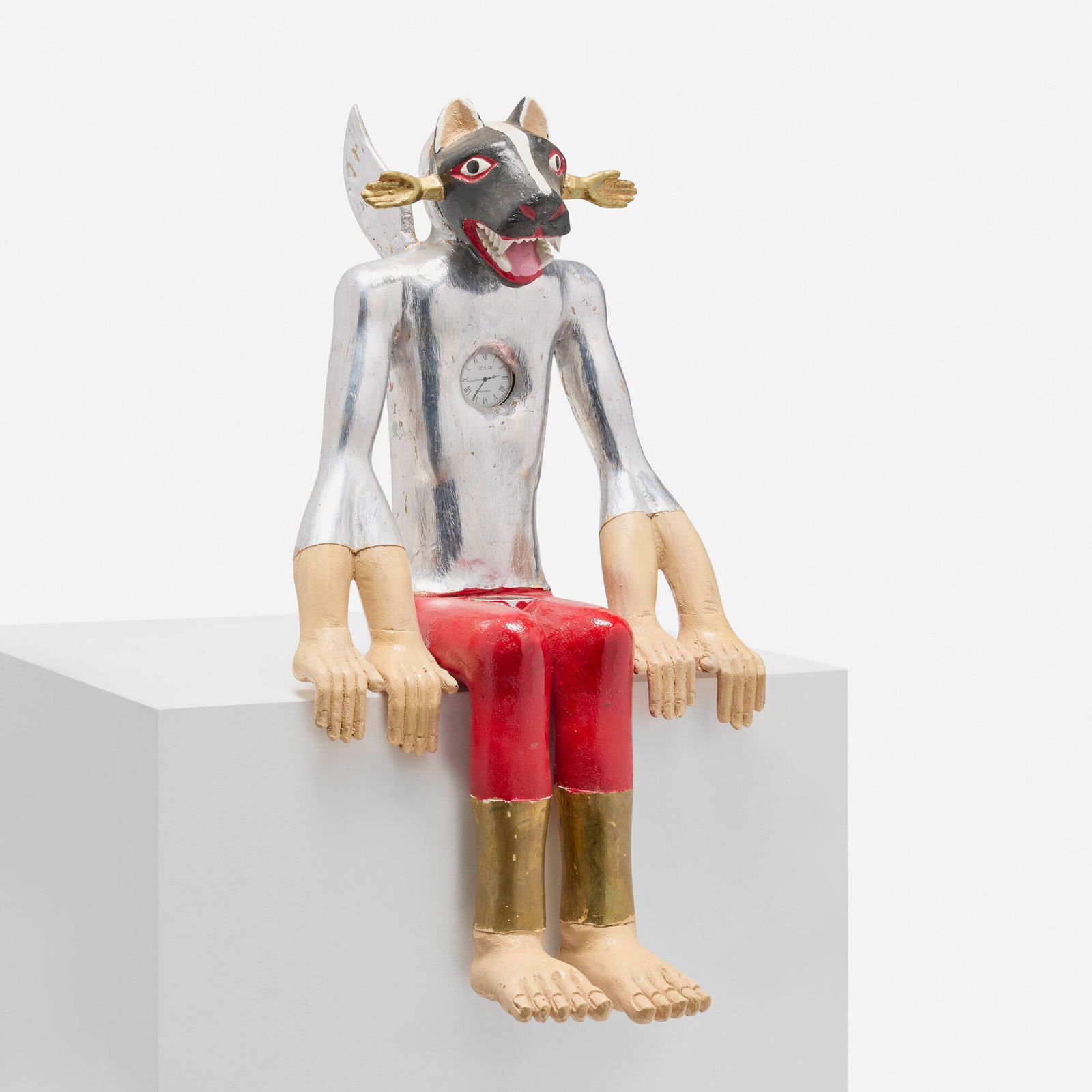 Pedro Friedeberg, Hands of Time: Pedro Friedeberg Hands of Time c. 1990 painted wood, compass, clock 23 h x 12 w x 11 d in (58 x 30 x 28 cm) Signed to reverse 'Pedro Friedeberg'. Provenance: JF Chen, Los Angeles This work will