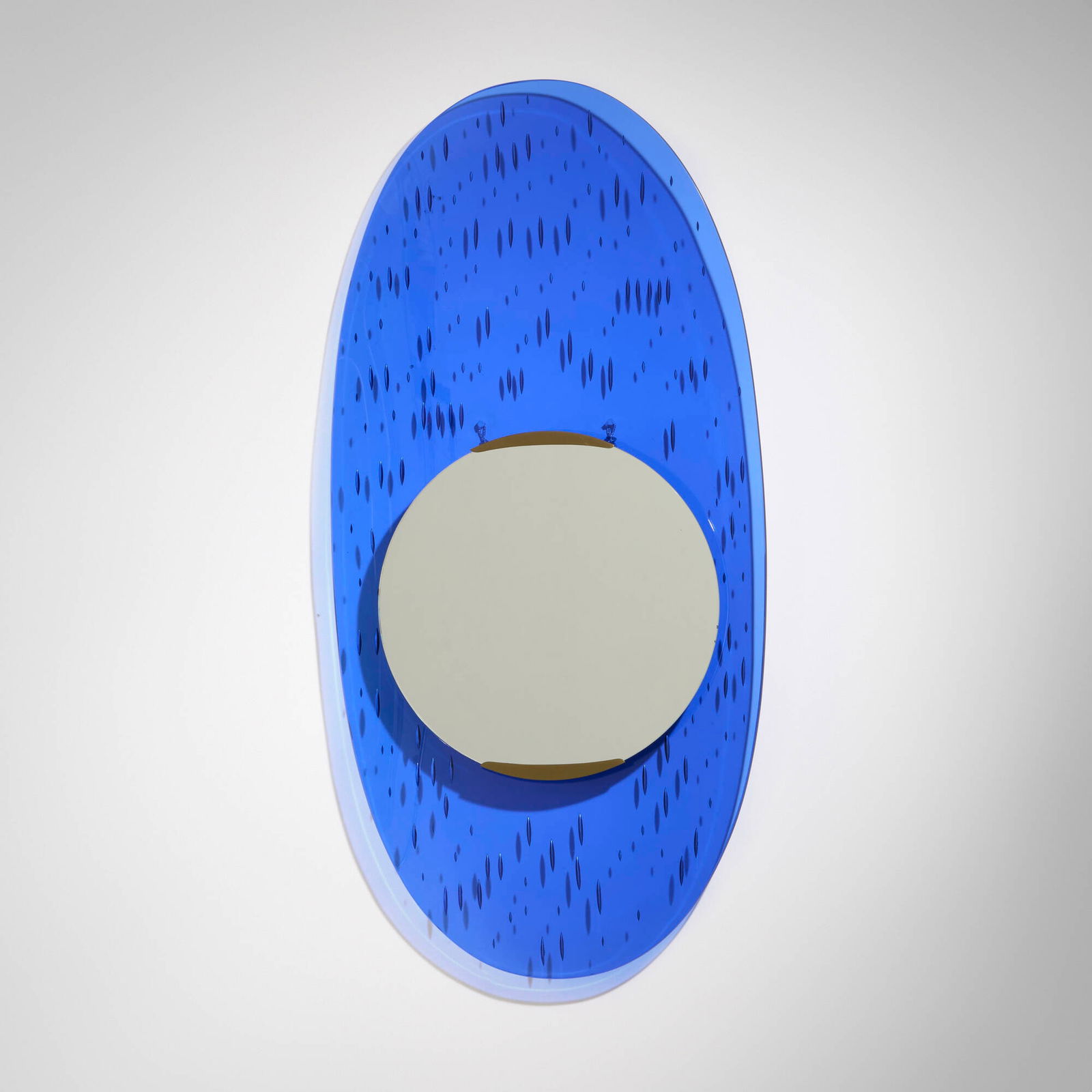 Santambrogio & De Berti, Wall mirror: Santambrogio & De Berti Wall mirror Italy, c. 1958stained glass, mirrored glass, brass 46.75 h x 23 w x 3 d in (119 x 58 x 8 cm) This work will ship from Lambertville, New Jersey.