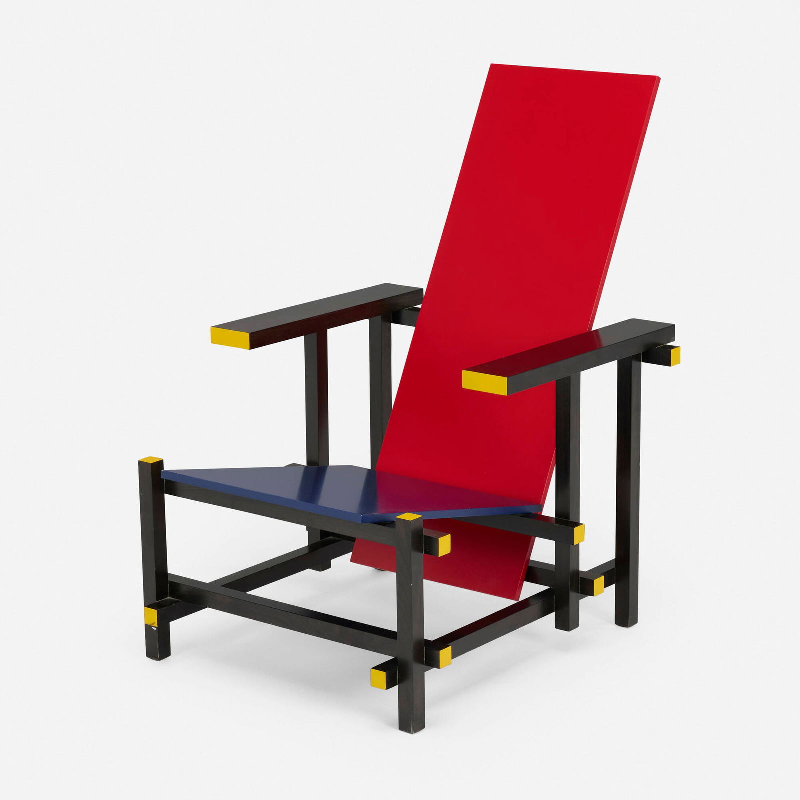 Gerrit Rietveld, Red Blue chair: Gerrit Rietveld Red Blue chair Cassina The Netherlands / Italy, 1918 / c. 1990 lacquered wood 34.875 h x 25.75 w x 33 d in (89 x 65 x 84 cm) Decal manufacturer's label to underside 'Cassina 5095'.