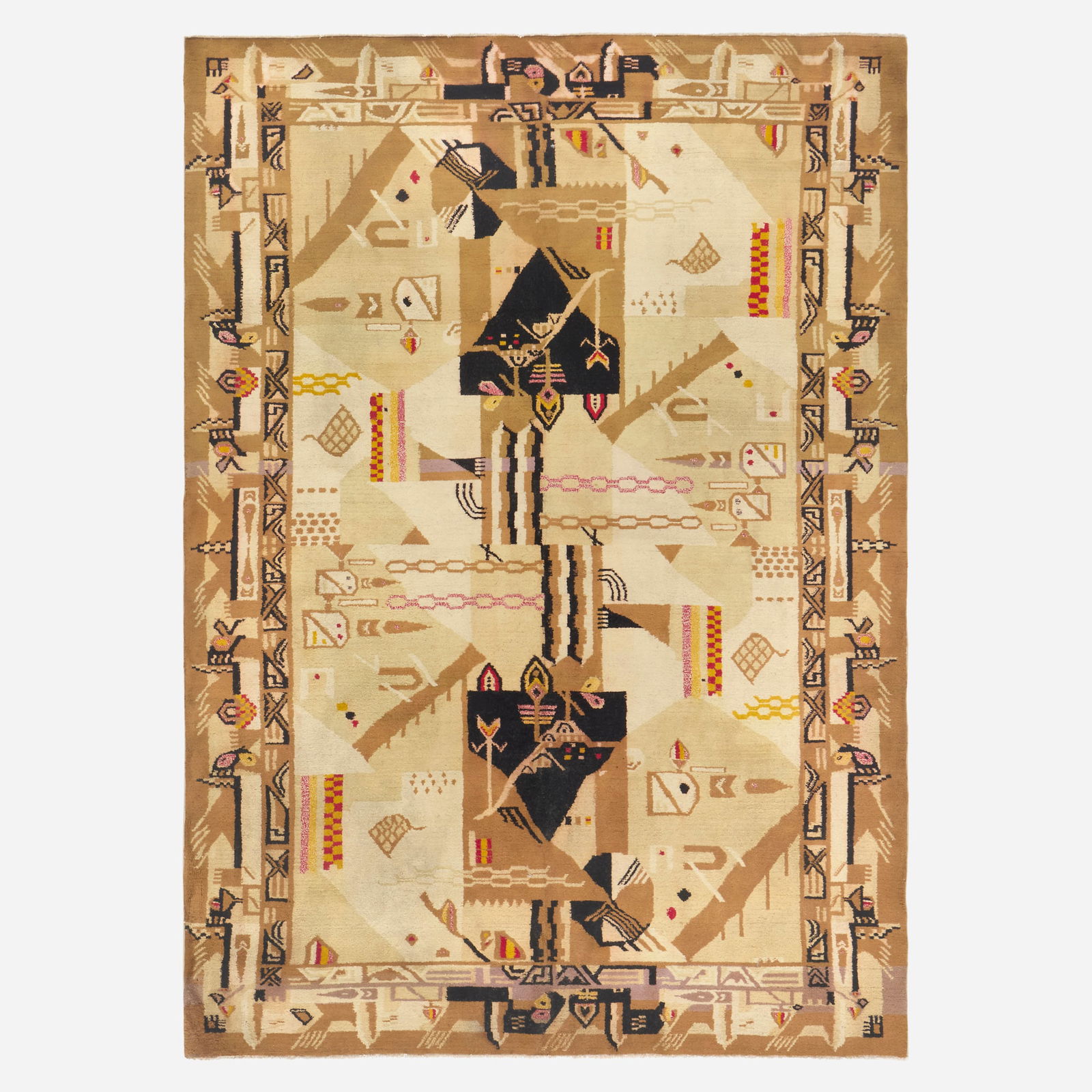 Indian, Agra pile carpet: Indian Agra pile carpet c. 1920 hand-knotted wool 6' x 8'4" in (183 x 254 cm) This work will ship from Lambertville, New Jersey.