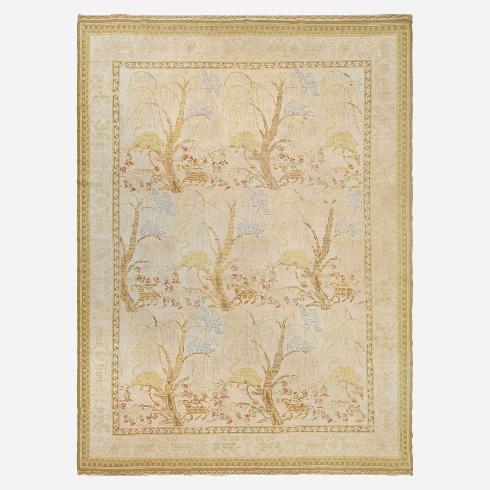 Spanish, Low pile carpet: Spanish Low pile carpet c. 1940hand-knotted wool 8'2" x 10'9" in (249 x 328 cm) This work will ship from Lambertville, New Jersey.