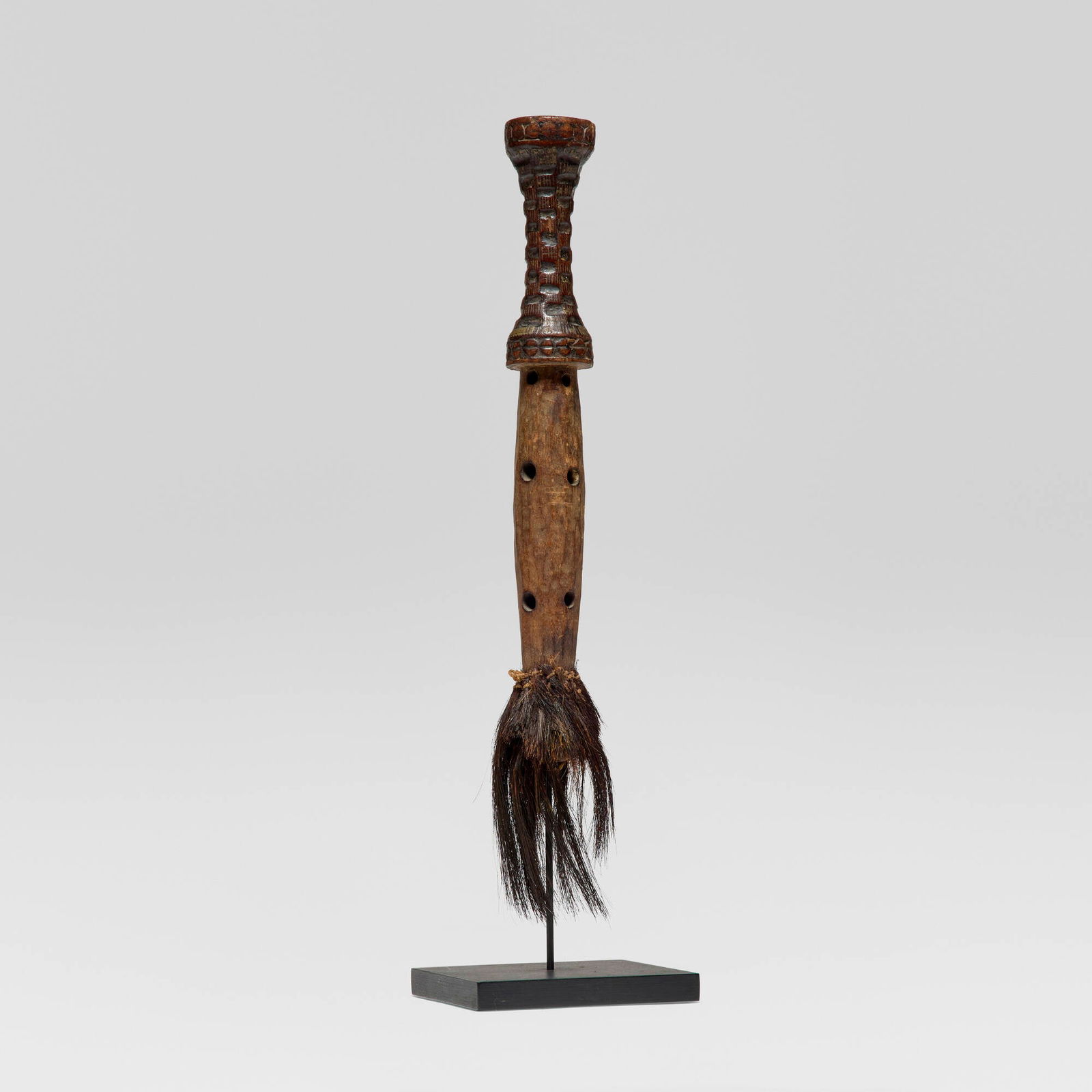 Kuba, Fly-whisk: Kuba Fly-whisk Democratic Republic of the Congo, 20th century carved wood, hair, string 14 h x 2 dia in (36 x 5 cm) This work is documented in the Van Rijn Archive of African Art (YVRA), Yale