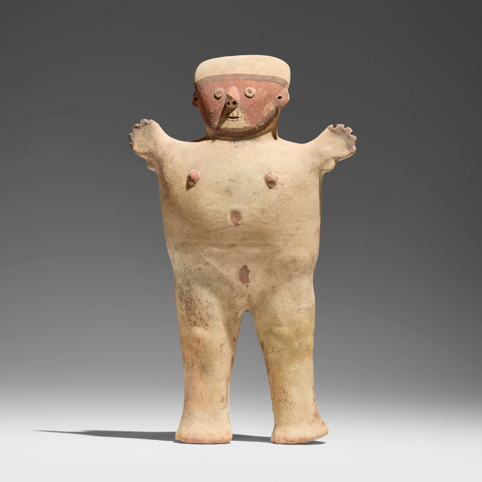 Chancay, Cuchimilco female figure: Chancay Cuchimilco female figure Peru, c. 900-1400 CE earthenware, pigment 17.25 h x 11 w x 4 d in (44 x 28 x 10 cm) This work will ship from Los Angeles, California.