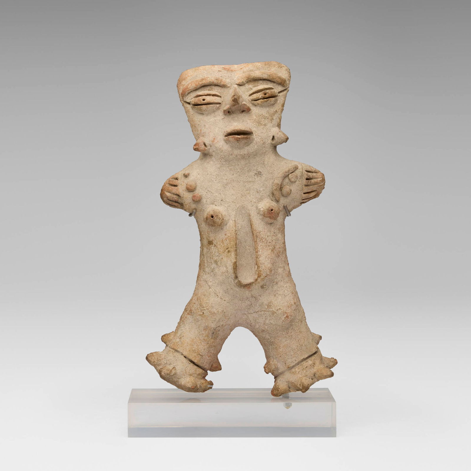 Guerrero, Female Cesarean figure: Guerrero Female Cesarean figure Western Mexico, c. 800 BCE earthenware 12 h x 6.75 w x 3 d in (30 x 17 x 8 cm) This work will ship from Lambertville, New Jersey.