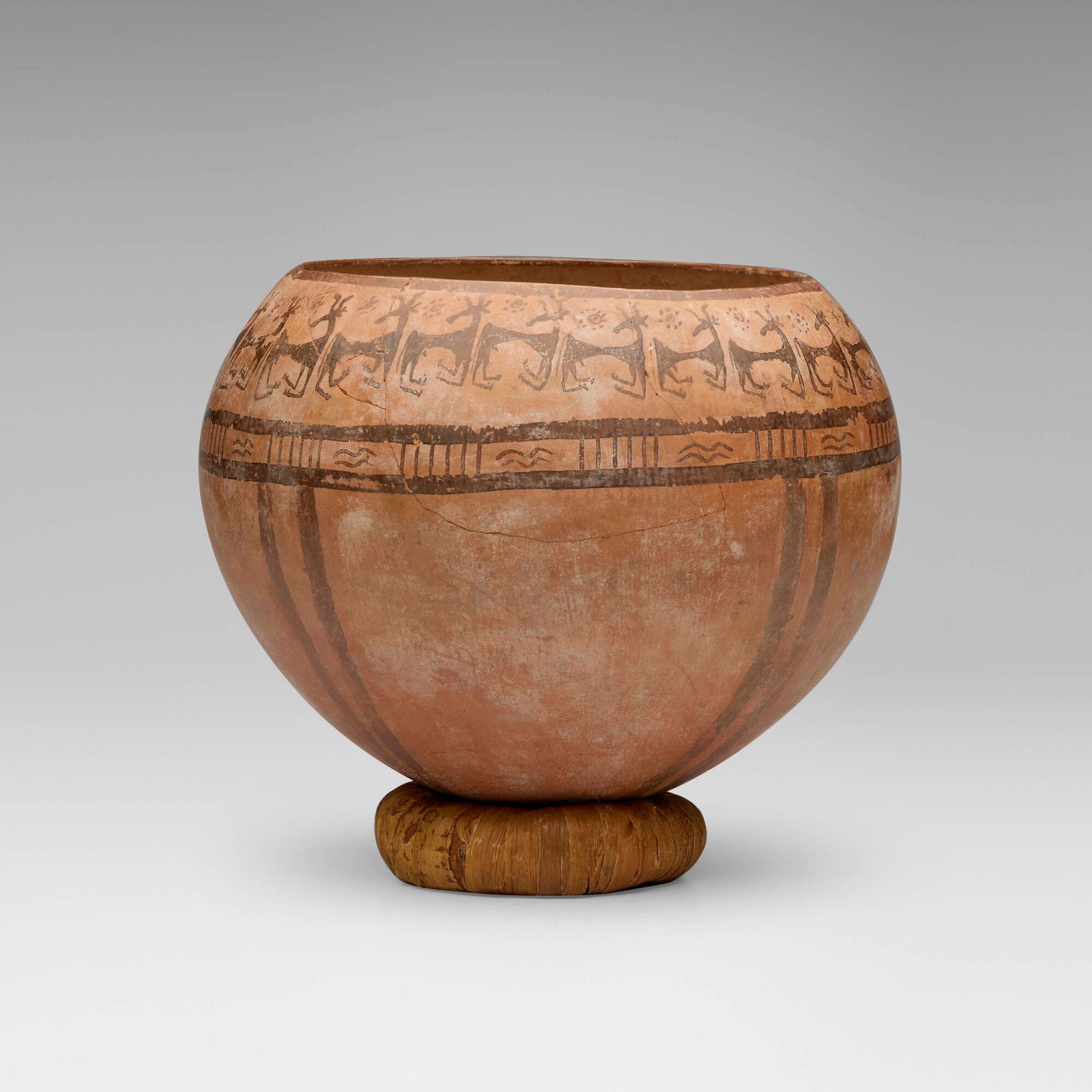 Ancient Near Eastern / Indus Valley, Vessel with frieze of stylized animals: Ancient Near Eastern / Indus Valley Vessel with frieze of stylized animals c. 2300-1700 BCE slip-decorated earthenware 9.25 h in (23 cm) This work will ship from Lambertville, New Jersey.