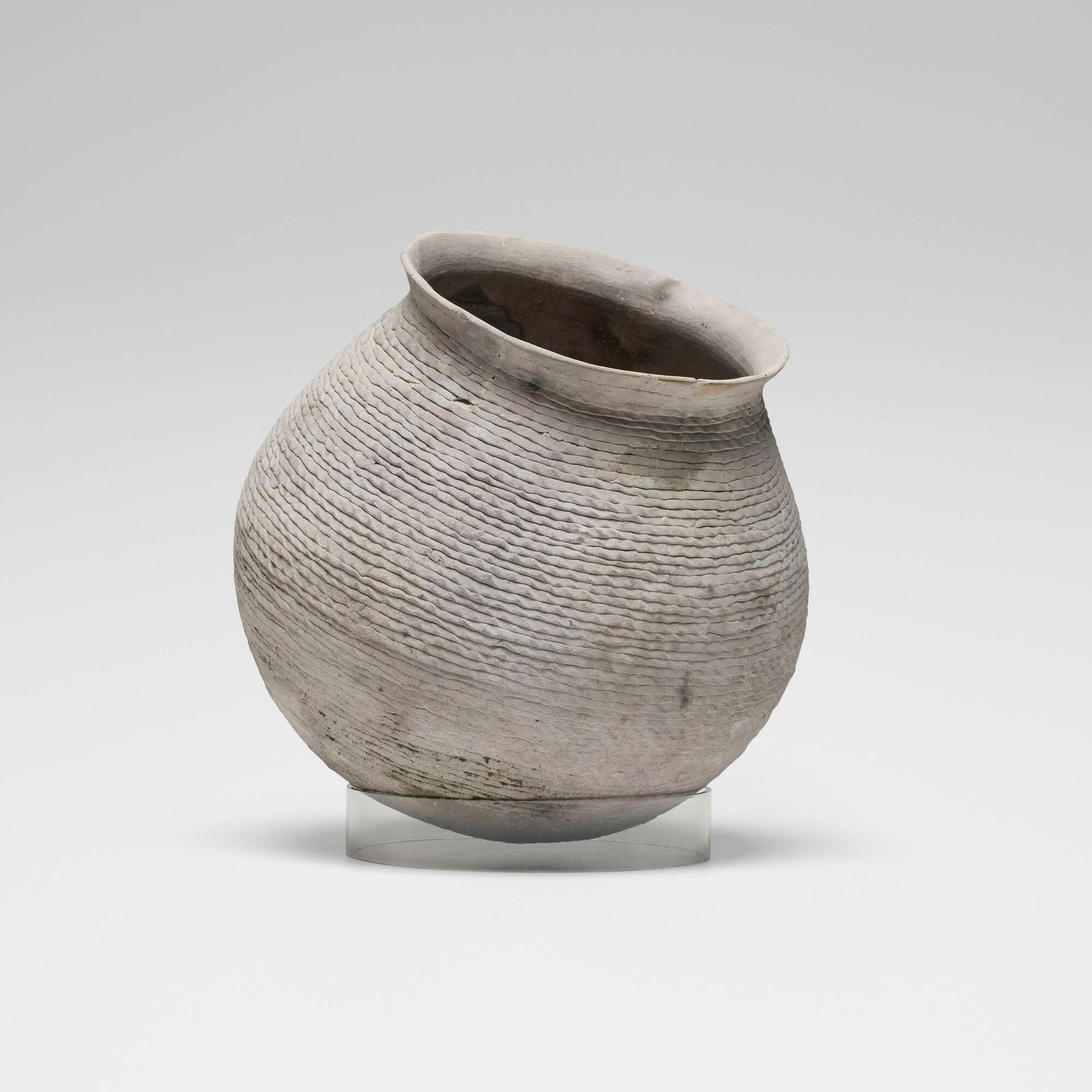 Anasazi, Corrugated jar: Anasazi Corrugated jar Central New Mexico, c. 1100 CE earthenware 12 h x 13 dia in (30 x 33 cm) Sold with a digital copy of the original invoice from Martha Lanman Cusick: American Indian Art and