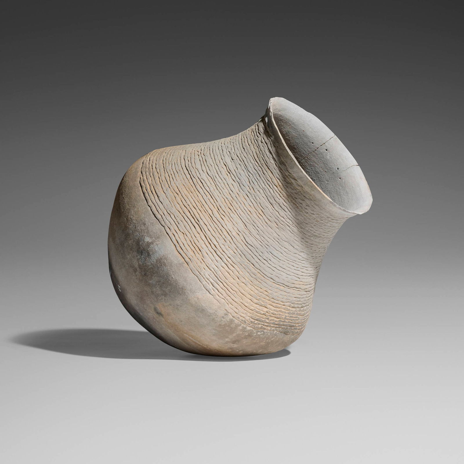Anasazi, Corrugated jar: Anasazi Corrugated jar Central New Mexico, c. 1100 CEceramic 16 h x 15 dia in (41 x 38 cm) Sold with a digital copy of the original invoice from Martha Lanman Cusick: American Indian Art and A