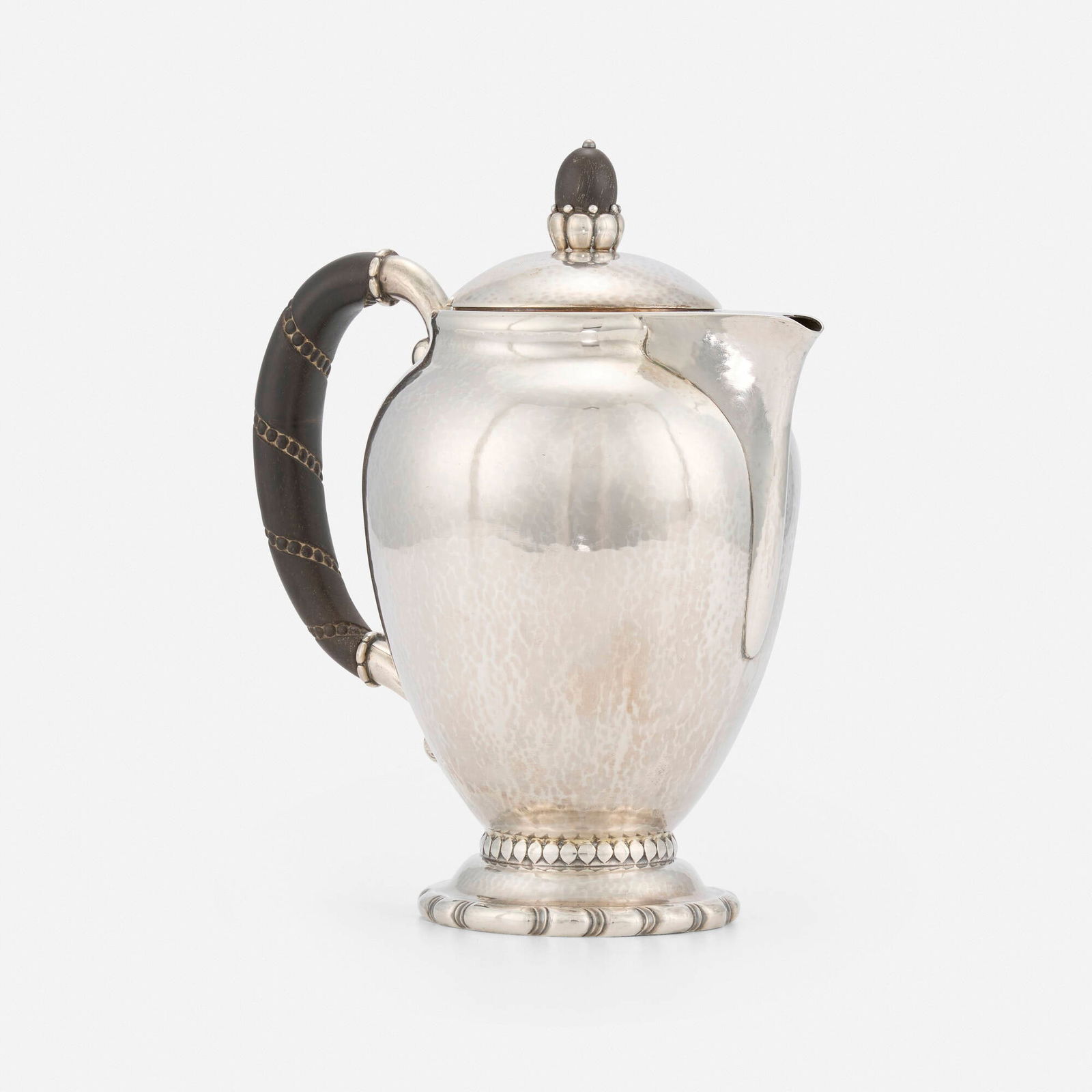 Georg Jensen, Coffee pot, model 37: Georg Jensen Coffee pot, model 37 Georg Jensen Denmark, c. 1935 sterling silver, ebonized wood 8 h x 4.25 w x 6.5 d in (20 x 11 x 17 cm) Impressed manufacturer's mark to underside '925.S Sterling
