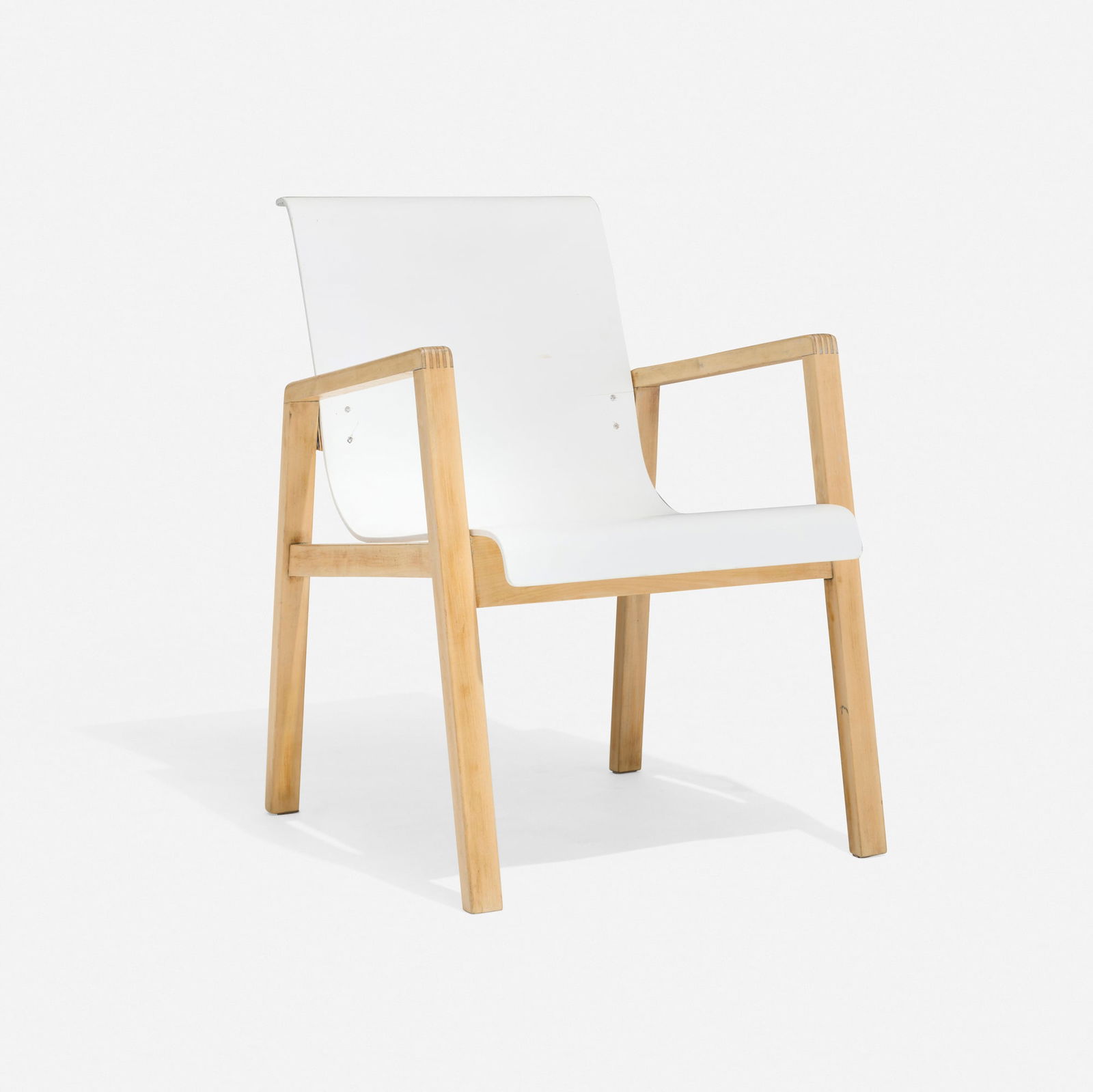 Alvar Aalto, Armchair, model 51: Alvar Aalto Armchair, model 51 Finland, 1932 / c. 1945 beech, painted formed plywood 30.5 h x 21.25 w x 24 d in (77 x 54 x 61 cm) Literature: Alvar & Aino Aalto Design: Collection Bischofberger,