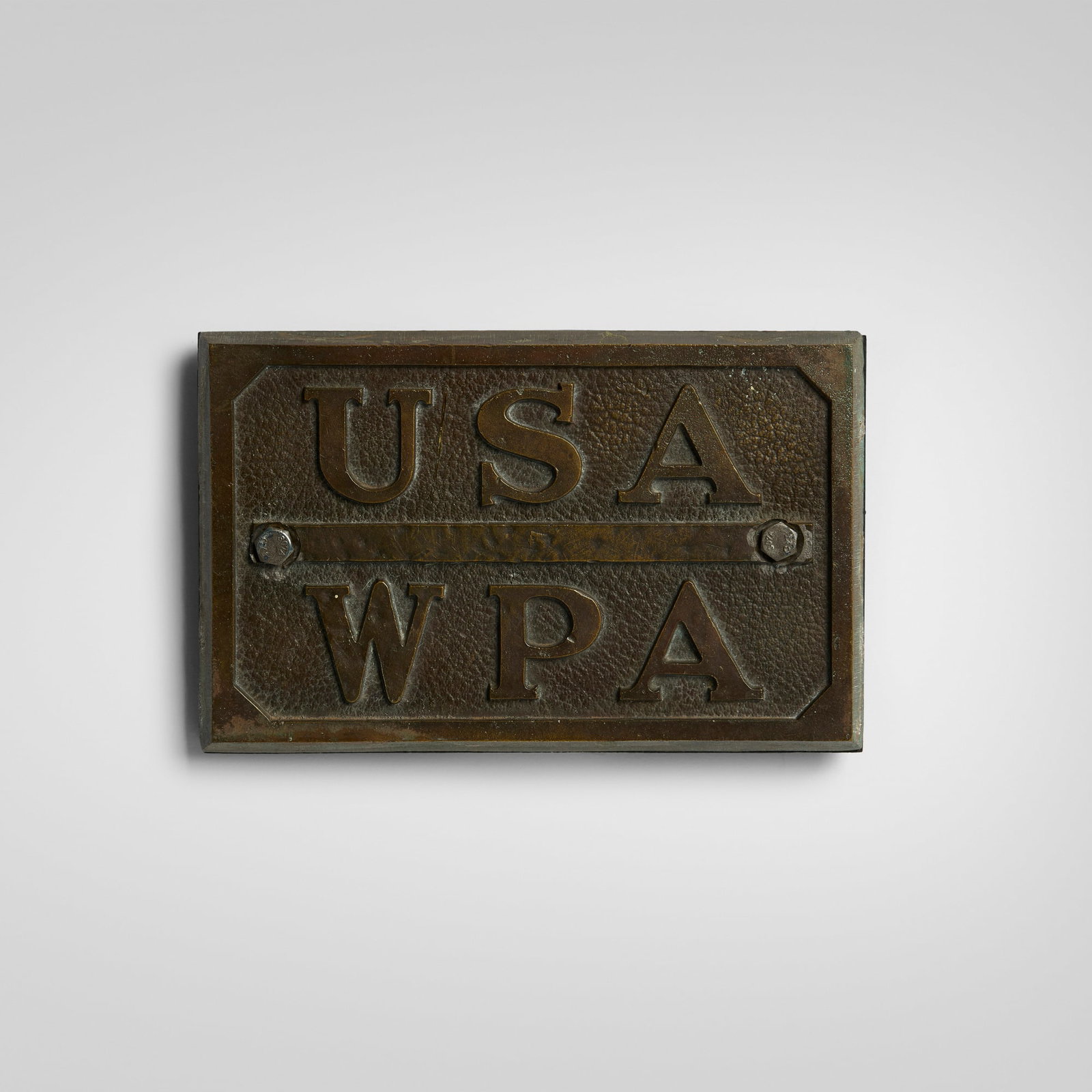 Works Progress Administration (WPA) wall plaque: Works Progress Administration (WPA) wall plaque USA, c. 1935bronze 5.25 h x 8.25 w x 0.75 d in (13 x 21 x 2 cm) Provenance: Private Collection This work will ship from Chicago