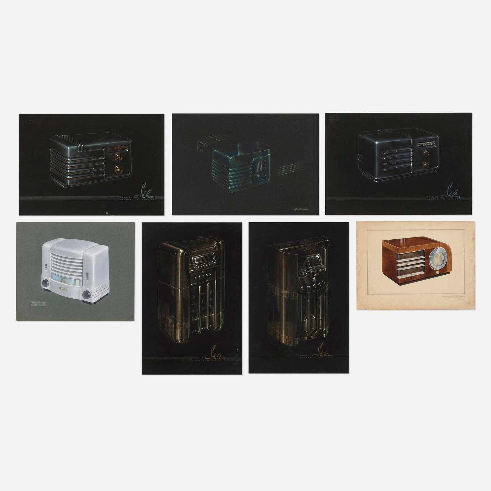 Various Artists, RCA radio styling renderings (seven works) (1 of 3)