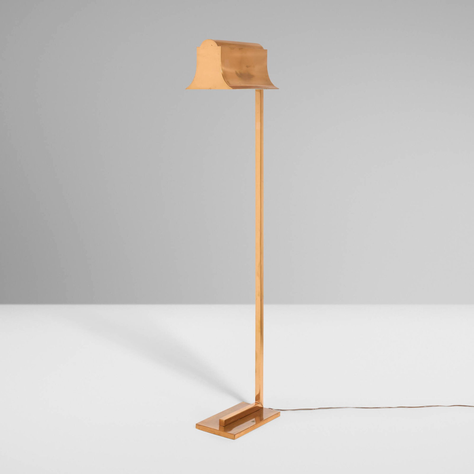 Donald Deskey, attribution, Floor lamp: Donald Deskey, attribution Floor lamp USA, c. 1935copper 58 h x 13.5 w x 18.75 d in (147 x 34 x 48 cm) Provenance: Private Collection This work will ship f