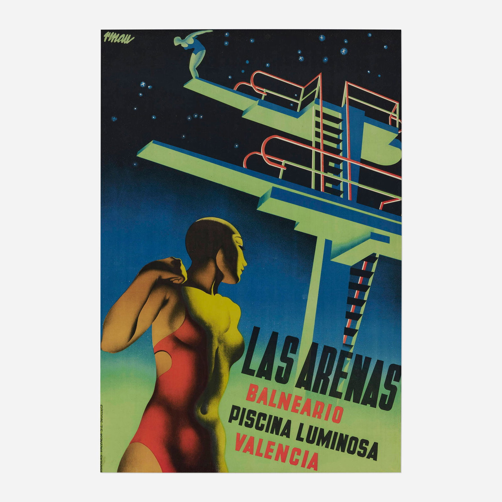 Josep Renau, Las Arenas: Balneario, Piscina Luminosa vintage poster (1 of 4)