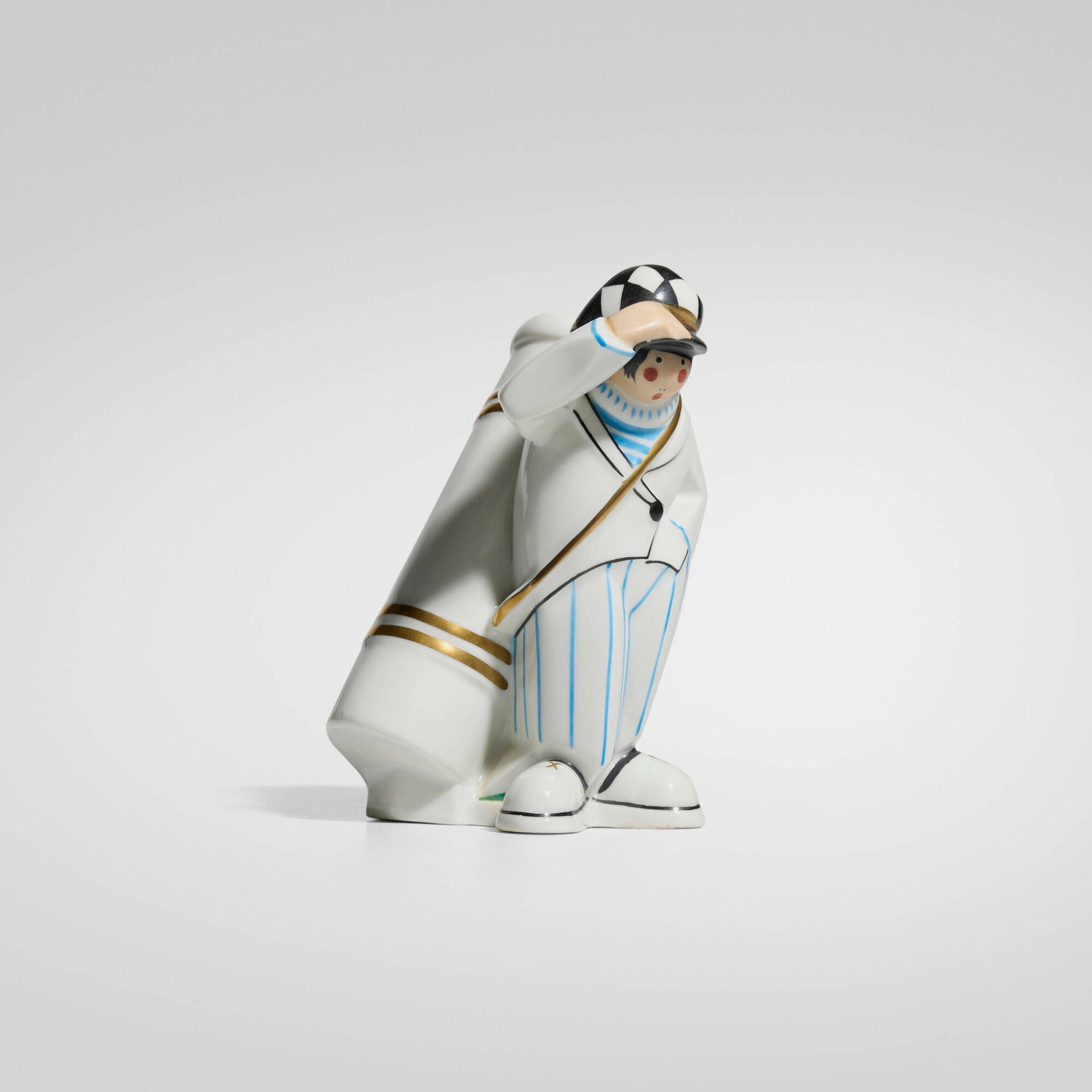 Robj, Golf caddie beverage straw dispenser: Robj Golf caddie beverage straw dispenser France, c. 1930 glazed porcelain 6.75 h x 4.5 w x 3.75 d in (17 x 11 x 10 cm) Stamped manufacturer's mark to underside 'Robj Paris Made in France'. This