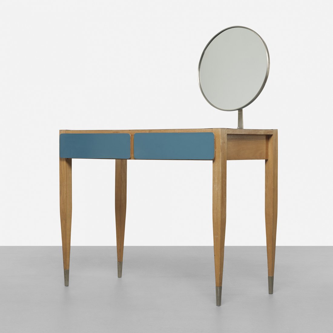 Gio Ponti vanity: Gio Ponti vanity from Hotel dei Parco dei Principi, Rome Giordano Chiesa Italy, 1964 ash, laminate, nickel-plated brass, mirrored glass 37.5 w x 20 d x 48 h inches Literature: Gio Ponti: l'Arte Si Inn