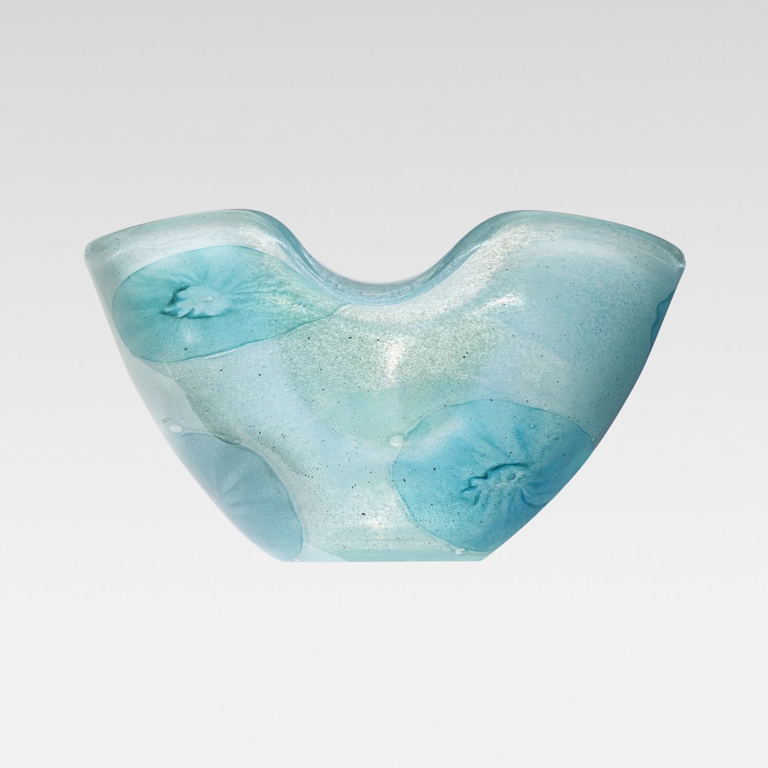 Angelo Barovier Glauco Decorazione Barbarico bowl: Angelo Barovier Glauco Decorazione Barbarico bowl Barovier & Toso Italy, c. 1953 glass with large murrines 10.75 w x 7.5 d x 6.25 h inches Literature: 20th Century Murano Glass, Heiremans, pg. 112